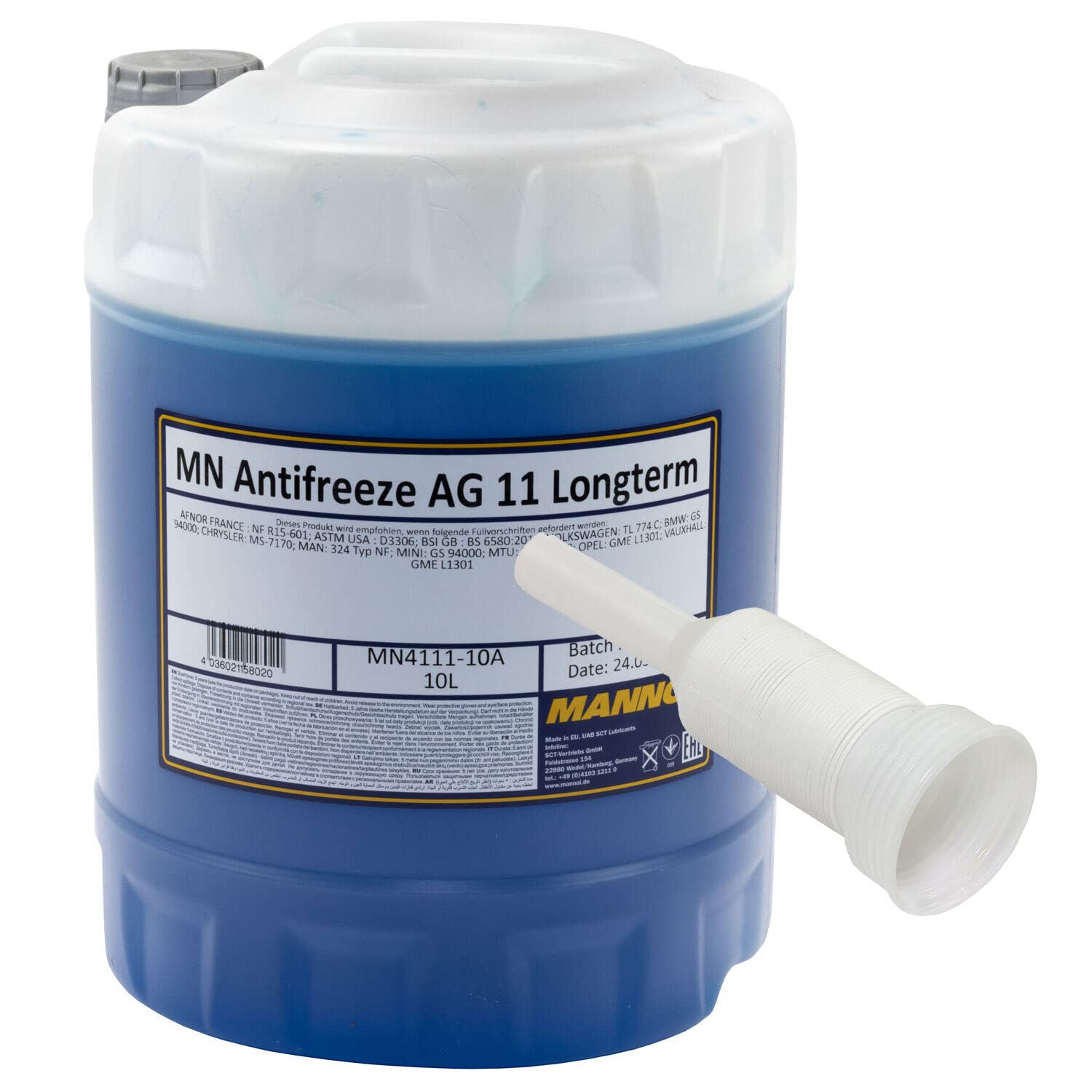 Kühlerfrostschutz Konzentrat MANNOL AG11 Longterm -40°C 10 Liter blau mit Ausgießer von MVH Bockauf