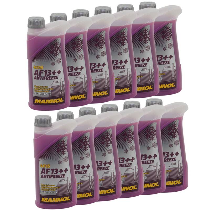 Kühlerfrostschutz MANNOL AF13++ Antifreeze 12 X 1 Liter Fertiggemisch -40°C rot von MVH Bockauf