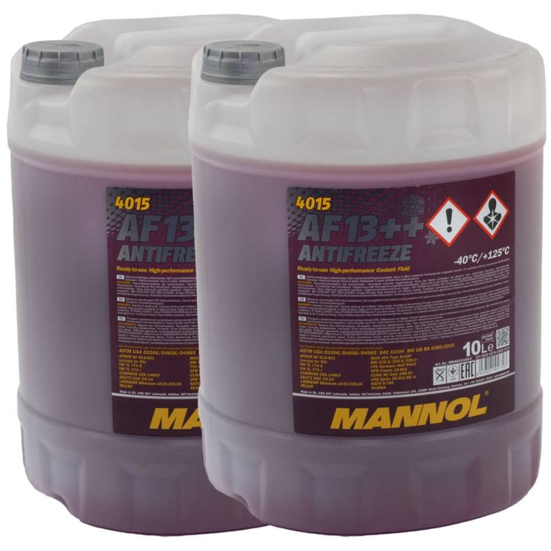 Kühlerfrostschutz MANNOL AF13++ Antifreeze 2 X 10 Liter Fertiggemisch -40°C rot von MVH Bockauf