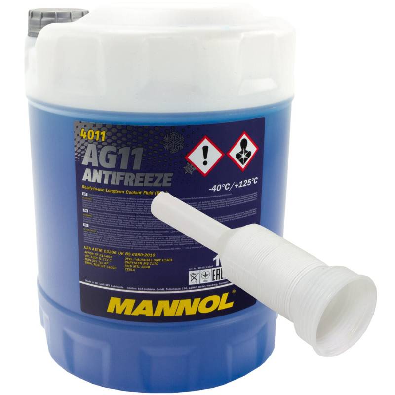Kühlerfrostschutz MANNOL Longterm Antifreeze 10 Liter Fertiggemisch -40°C blau inkl. Ausgießer von MVH Bockauf
