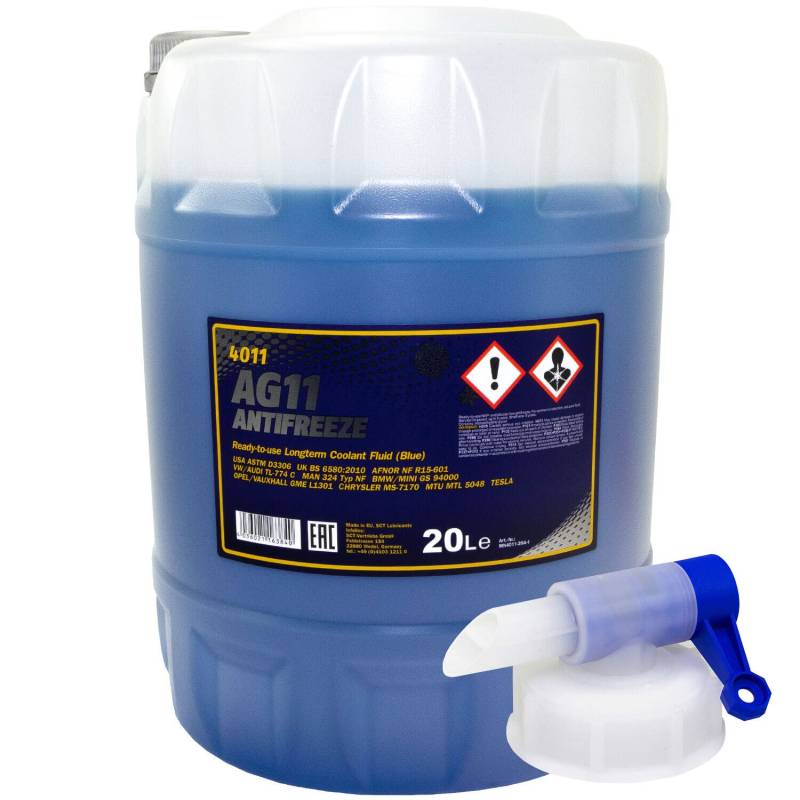 Kühlerfrostschutz MANNOL Longterm Antifreeze 20 Liter Fertiggemisch -40°C blau inkl. Auslaufhahn von MVH Bockauf