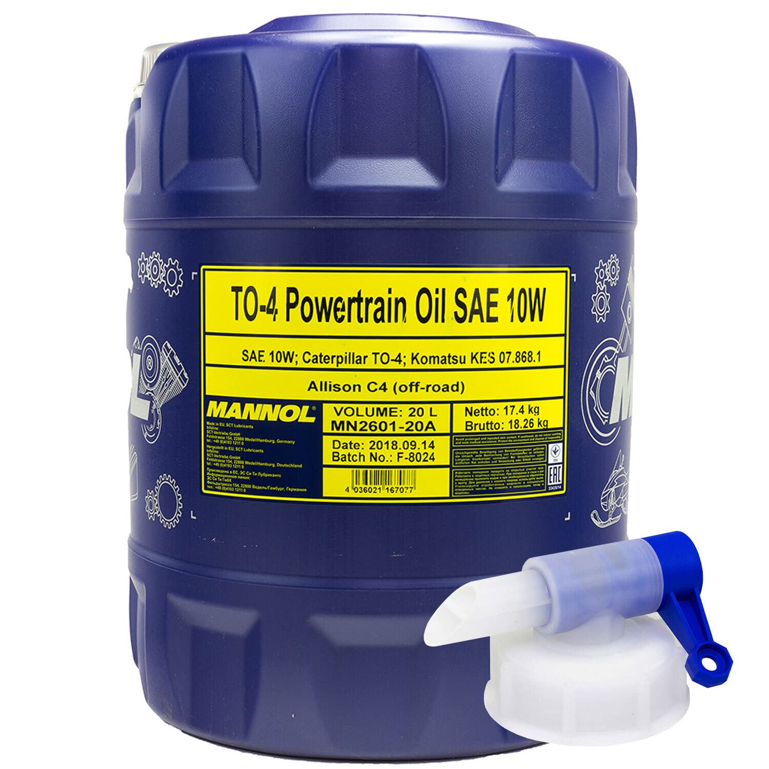 MANNOL TO-4 Powertrain Oil SAE 10W Caterpillar 20 Liter mit Ausgießer MANNOL TO-4 Powertrain Oil SAE 10W Caterpillar 20 Liter mit Ausgießer von MVH Bockauf