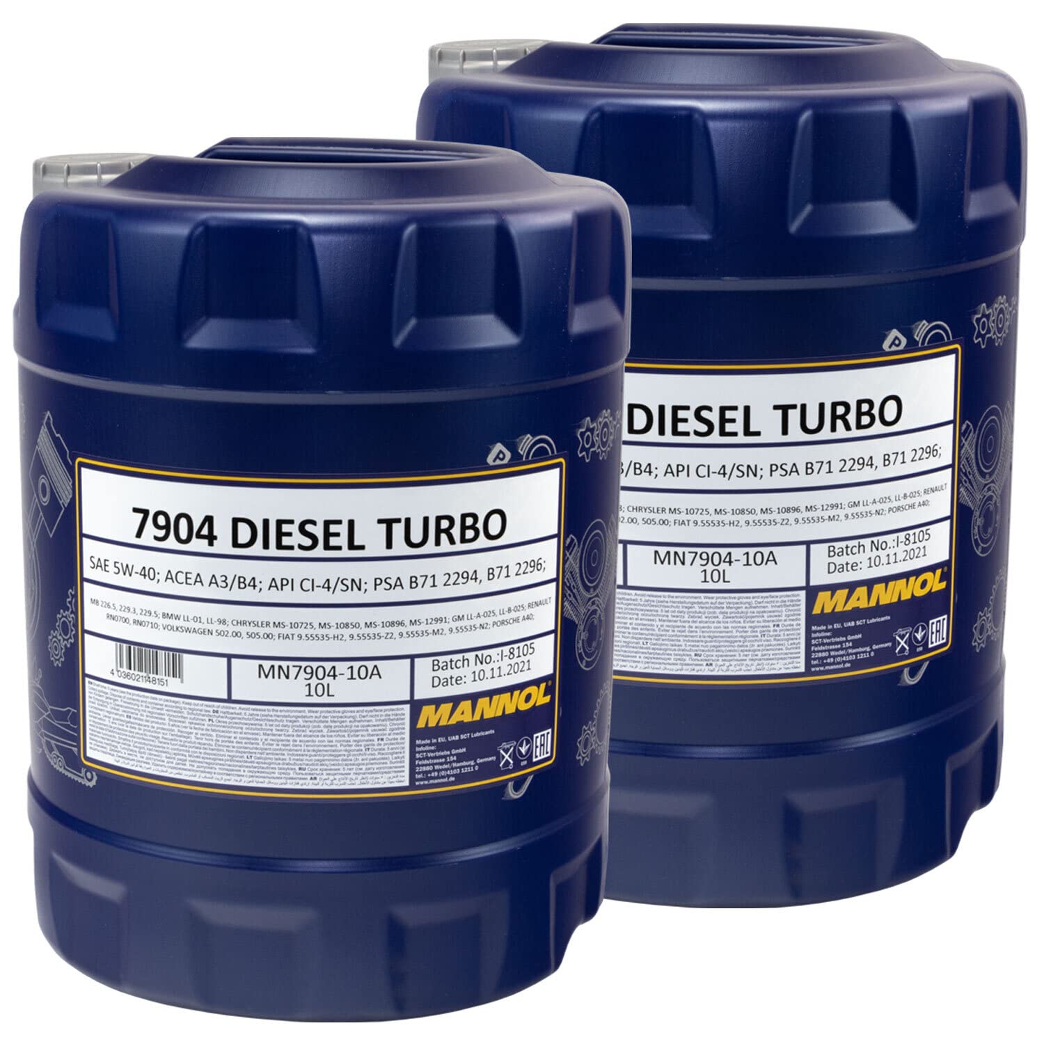 Motoröl MANNOL 5W40 Diesel Turbo API CI4/ SN 2 X 10 Liter Motoröl MANNOL 5W40 Diesel Turbo API CI4/ SN 2 X 10 Liter von MVH Bockauf