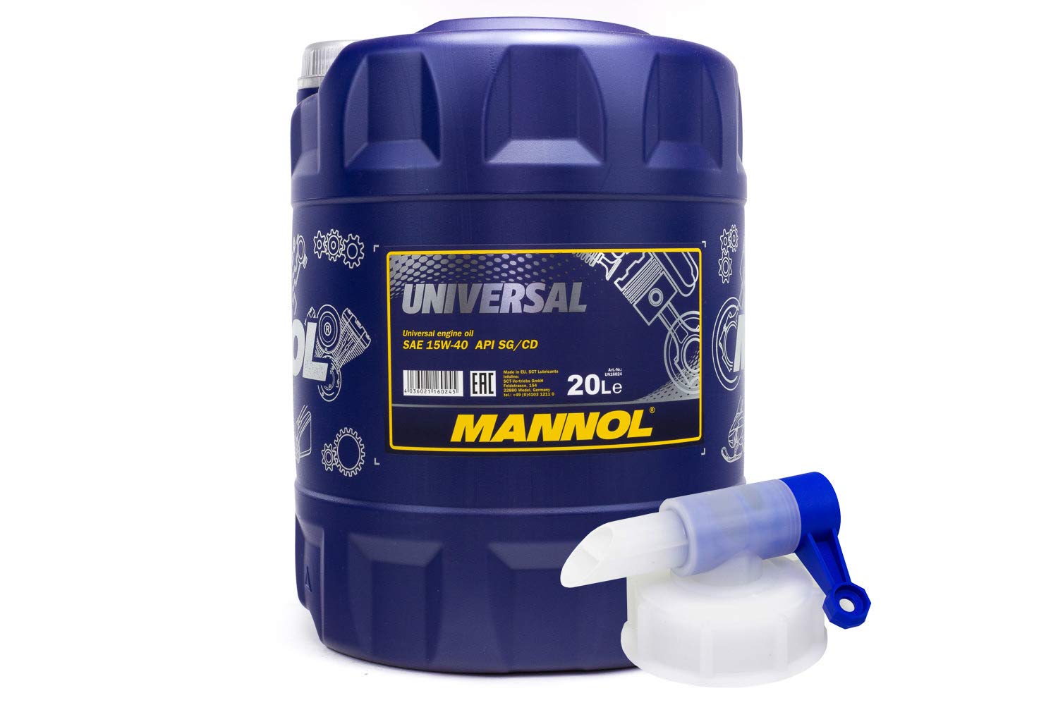 Motoröl Mannol 15W-40 Universal API SG/CD 20 Liter inkl Auslasshahn Motor Öl Oil von MVH Bockauf