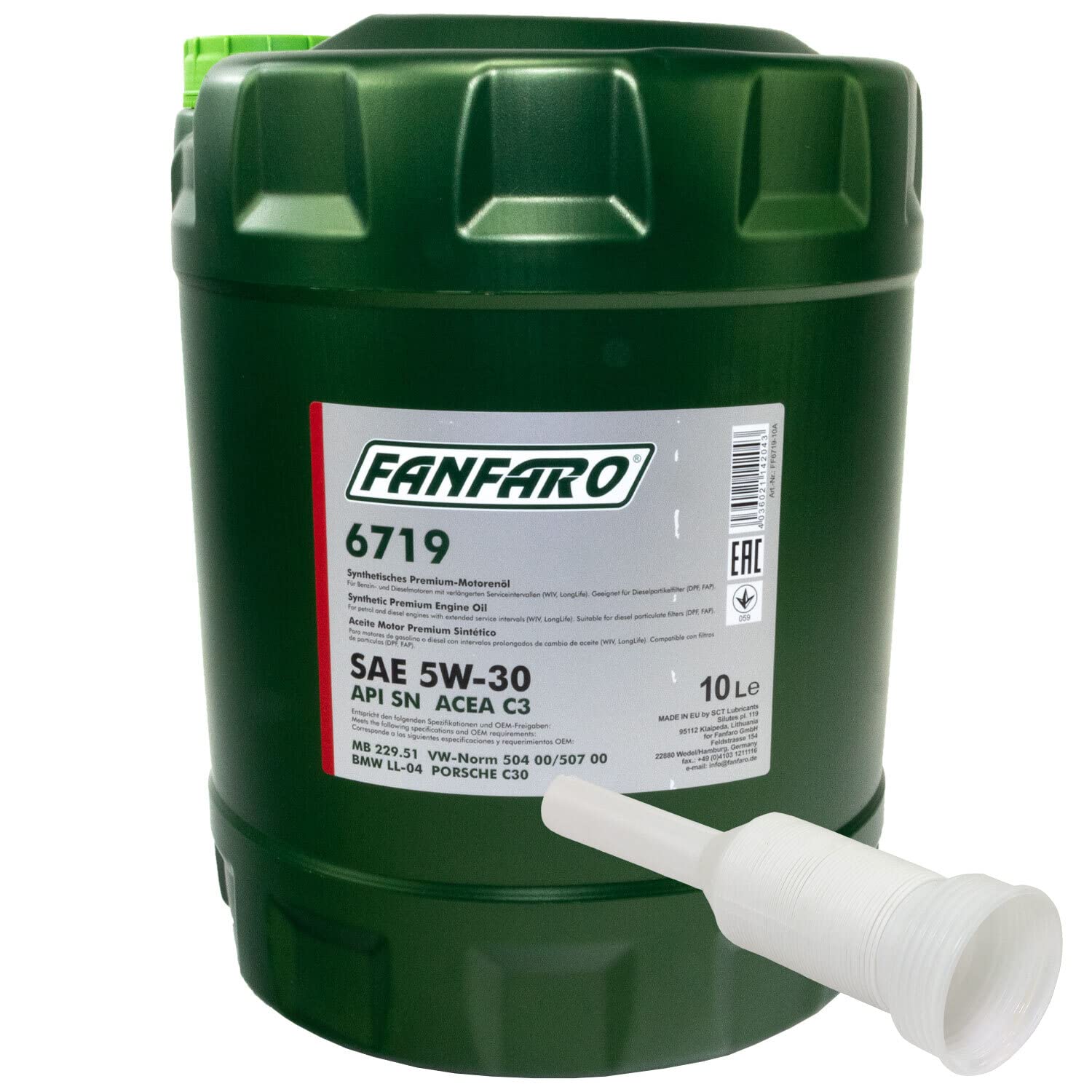 Motoröl Motor Öl FANFARO 5W-30 API SN 10 Liter mit Ausgießer Motoröl Motor Öl FANFARO 5W-30 API SN 10 Liter mit Ausgießer von MVH Bockauf