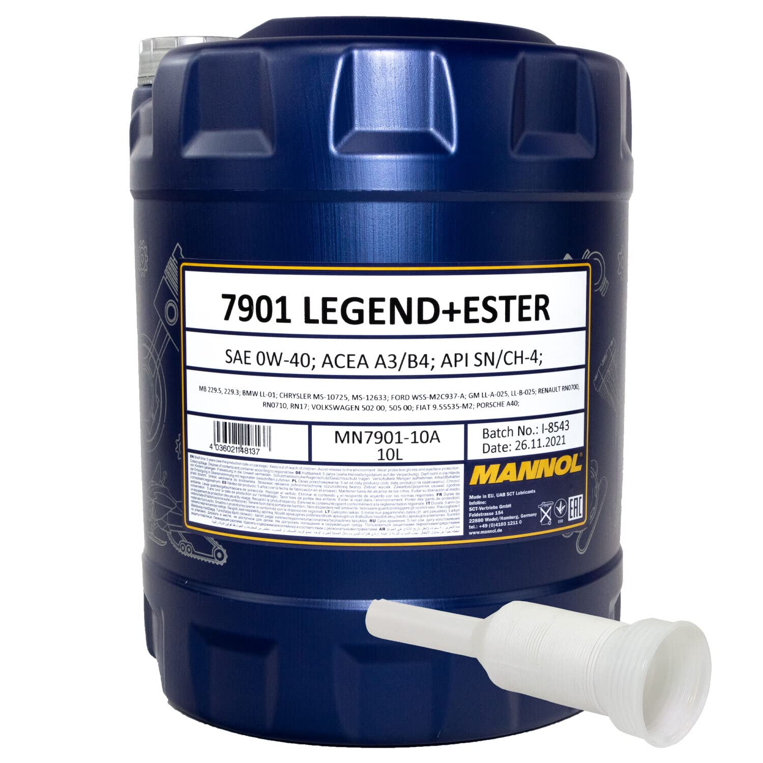 Motoröl Motor Öl vollsynthetisch MANNOL Legend+Ester 0W-40 API SN/CH-4 10 Liter mit Ausgießer Motoröl Motor Öl vollsynthetisch MANNOL Legend+Ester 0W-40 API SN/CH-4 10 Liter mit Ausgießer von MVH Bockauf