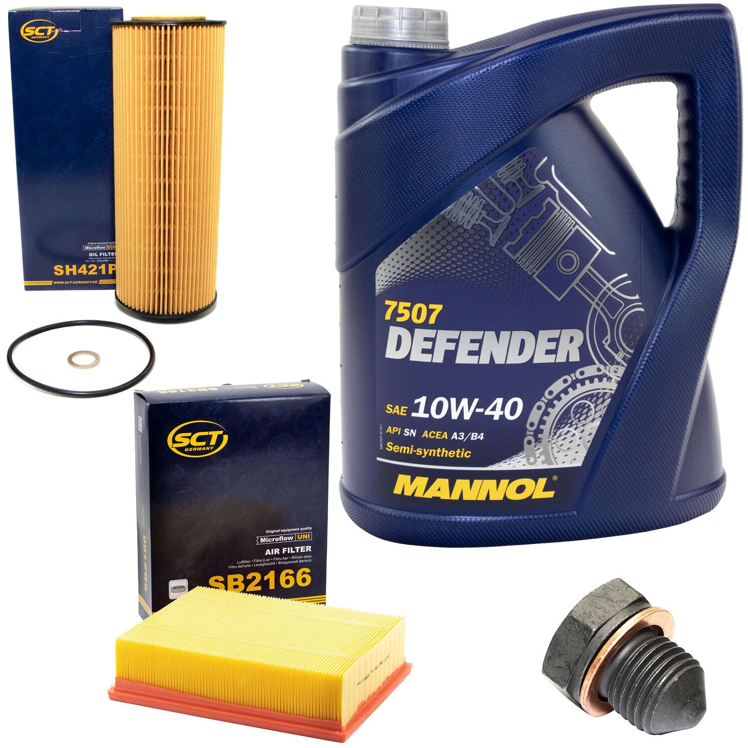Motoröl Set 10W40 5 Liter + Ölfilter SH421P + Ölablassschraube 12281 + Luftfilter SB2166 Motoröl Set 10W40 5 Liter + Ölfilter SH421P + Ölablassschraube 12281 + Luftfilter SB2166 von MVH Bockauf