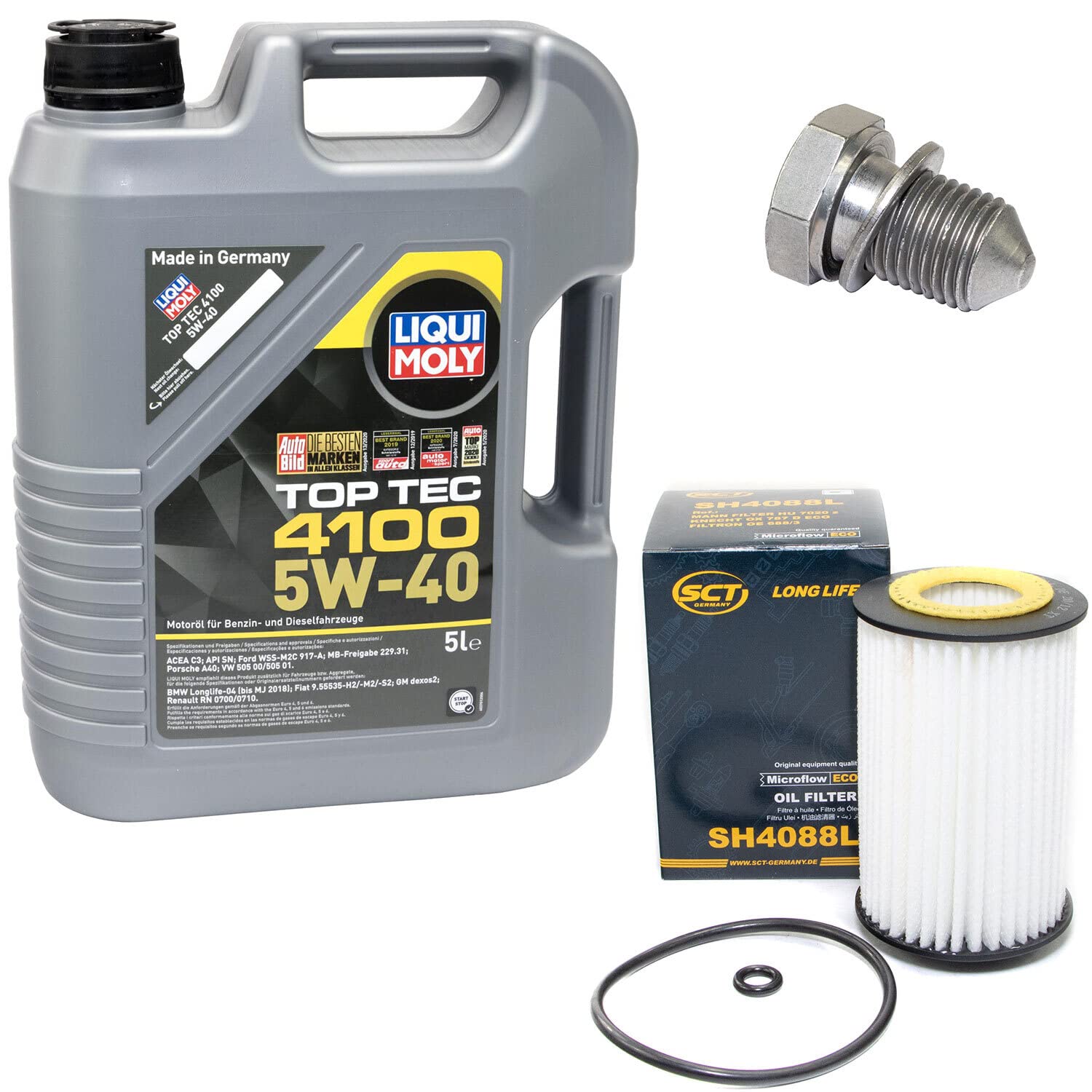 Motoröl Set Top Tec 4100 5W-40 5 Liter + Ölfilter SH4088L + Ölablassschraube 48871 Motoröl Set Top Tec 4100 5W-40 5 Liter + Ölfilter SH4088L + Ölablassschraube 48871 von MVH Bockauf