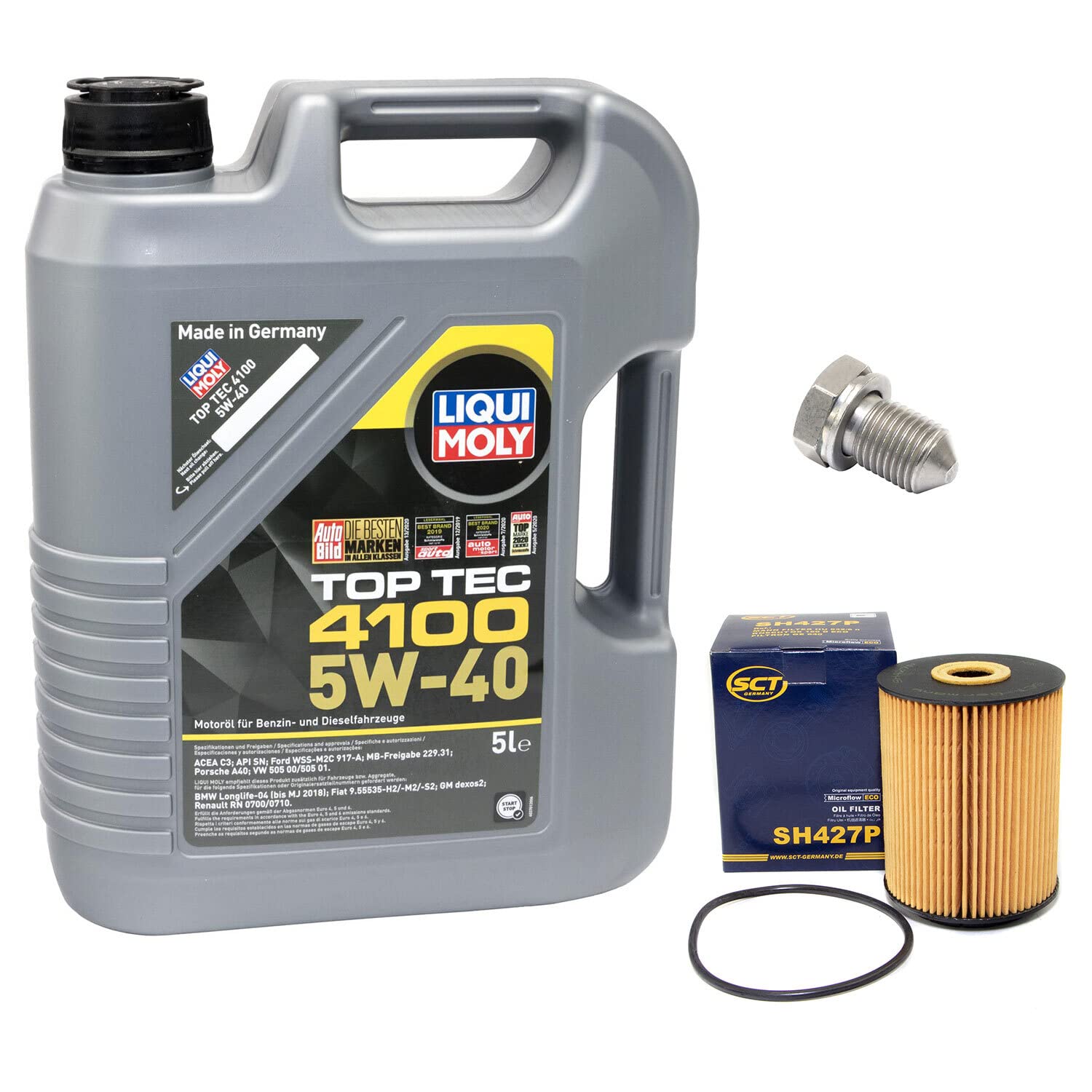 Motoröl Set Top Tec 4100 5W-40 5 Liter + Ölfilter SH427P + Ölablassschraube 15374 Motoröl Set Top Tec 4100 5W-40 5 Liter + Ölfilter SH427P + Ölablassschraube 15374 von MVH Bockauf