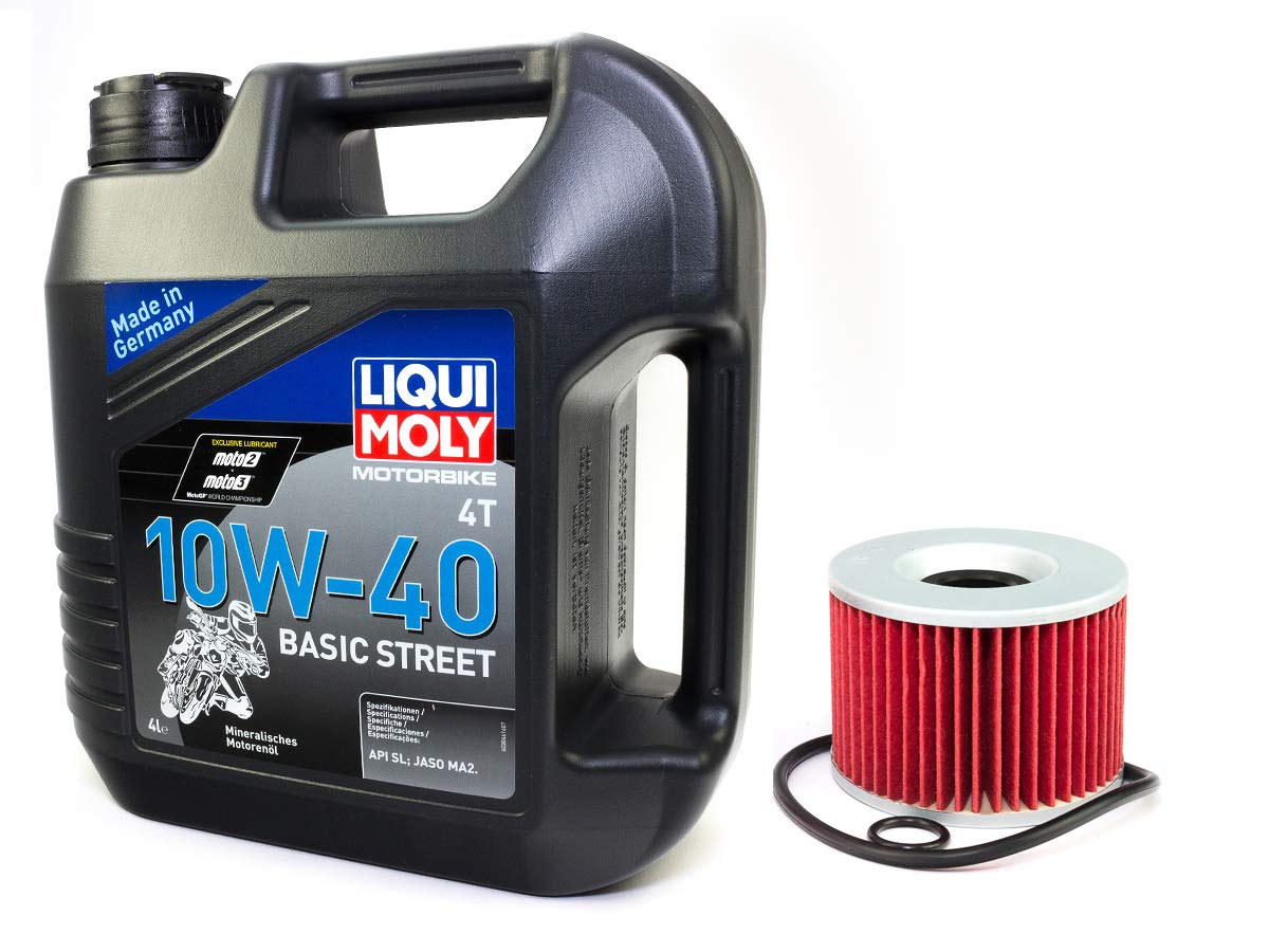 Motoröl Set mineralisch 10W40 4 Liter + Ölfilter HF401 für H o n d a Kawasa ki Yamaha CB CBX GL EL EXD GPX GPZ GT GTR Z ZL ZR ZR-7 ZRX ZX-10 ZZR XJR Motoröl Set mineralisch 10W40 4 Liter + Ölfilter HF401 für H o n d a Kawasa ki Yamaha CB CBX GL EL EXD GPX GPZ GT GTR Z ZL ZR ZR-7 ZRX ZX-10 ZZR XJR von MVH Bockauf