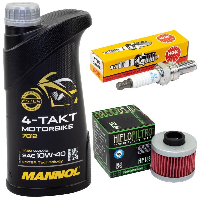 Wartungspaket Öl 1L + Ölfilter + Zündkerze für BM W C1 125 C1 200 Baujahr 2000-2004 von MVH Bockauf