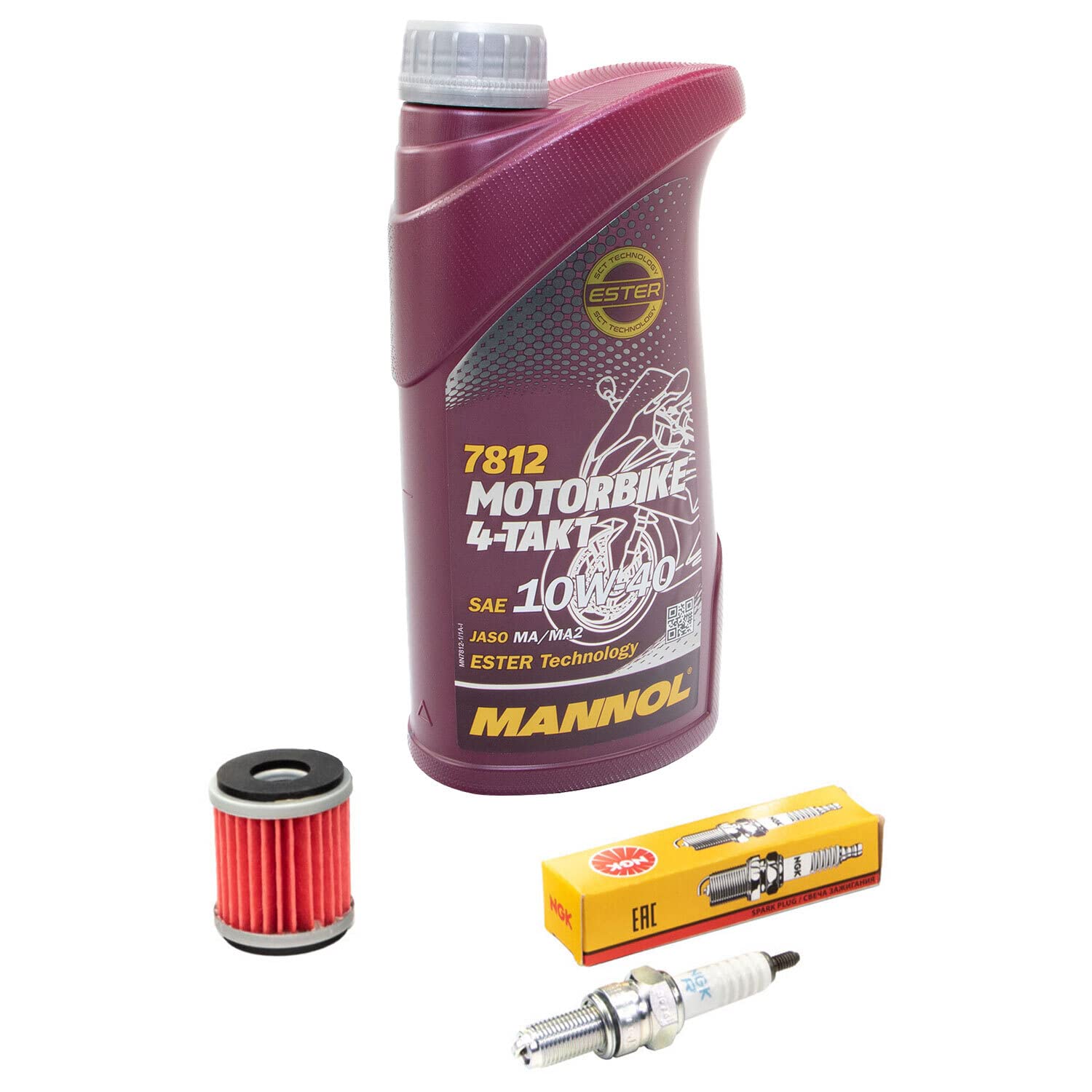 Wartungspaket Öl 1L + Ölfilter + Zündkerze für Yamaha MT 125 MT125 RE11 RE114 RE115 RE292 Baujahr 2014-2019 von MVH Bockauf