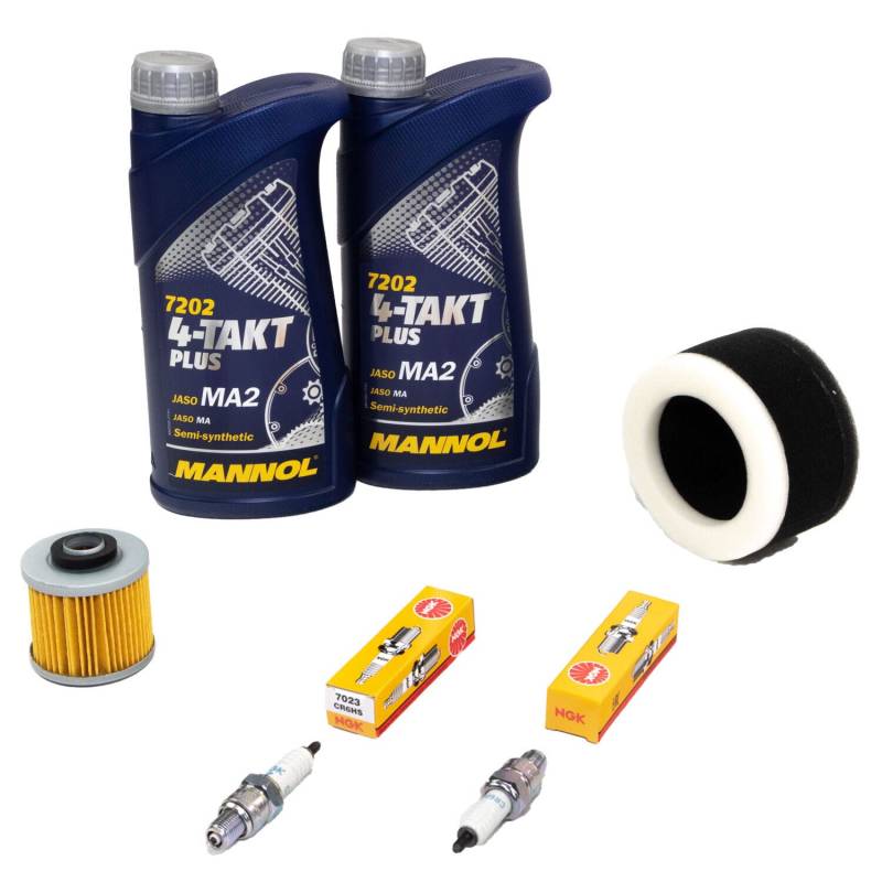 Wartungspaket Öl 2L + Luftfilter + Ölfilter + Zündkerzen für Yamaha XV 250 XV250 Virago 3LS 3LW VG01 Bj 1989-2000 von MVH Bockauf