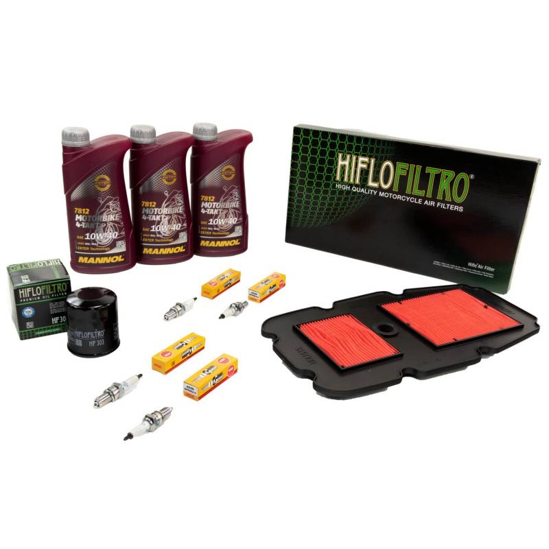 Wartungspaket Öl 3L + Luftfilter + Ölfilter + Zündkerzen für Hon da XL 650 V Transalp RD10 RD11 Baujahr 2000-2007 von MVH Bockauf