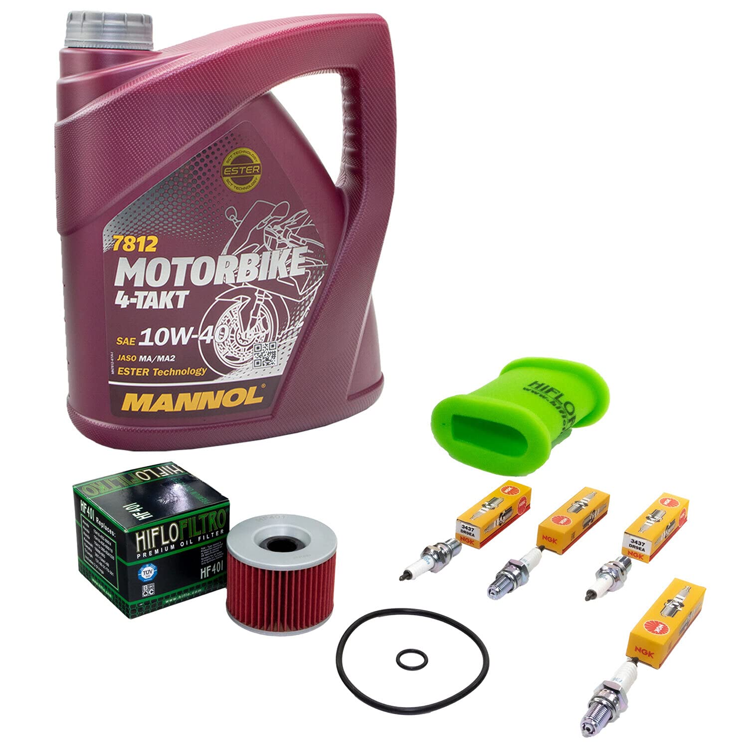 Wartungspaket Öl 4L + Luftfilter + Ölfilter + Zündkerzen für Kawasa ki GPX 600 R GPX600 R ZX600C Baujahr 1988-1999 Wartungspaket Öl 4L + Luftfilter + Ölfilter + Zündkerzen für Kawasa ki GPX 600 R GPX600 R ZX600C Baujahr 1988-1999 von MVH Bockauf