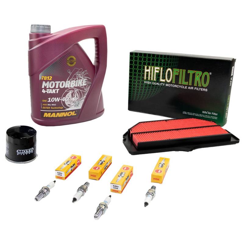 Wartungspaket Öl 4L + Luftfilter + Ölfilter + Zündkerzen für Suzu ki GSX-R 600 GSX-R600 BG Baujahr 2001-2003 von MVH Bockauf