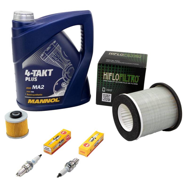 Wartungspaket Öl 4L + Luftfilter + Ölfilter + Zündkerzen für Yamaha TDM 850 TDM850 4TX 3VD 4CM Baujahr 1991-2001 von MVH Bockauf