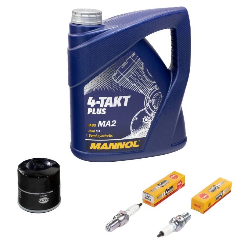 Wartungspaket Öl 4L + Ölfilter + Zündkerzen für Kawasa ki KLE 500 A KLE 500 B LE500A LE500AB Bj 1991-2007 von MVH Bockauf