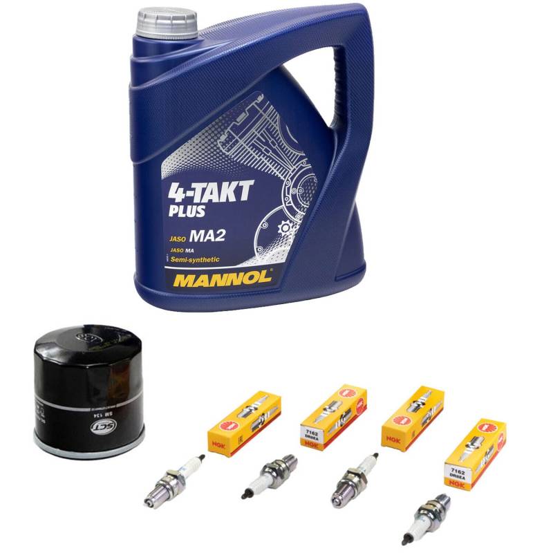 Wartungspaket Öl 4L + Ölfilter + Zündkerzen für Yamaha YZF 1000 R YZF1000 R Thunder Ace 4SV 4VD Bj 1996-2002 von MVH Bockauf