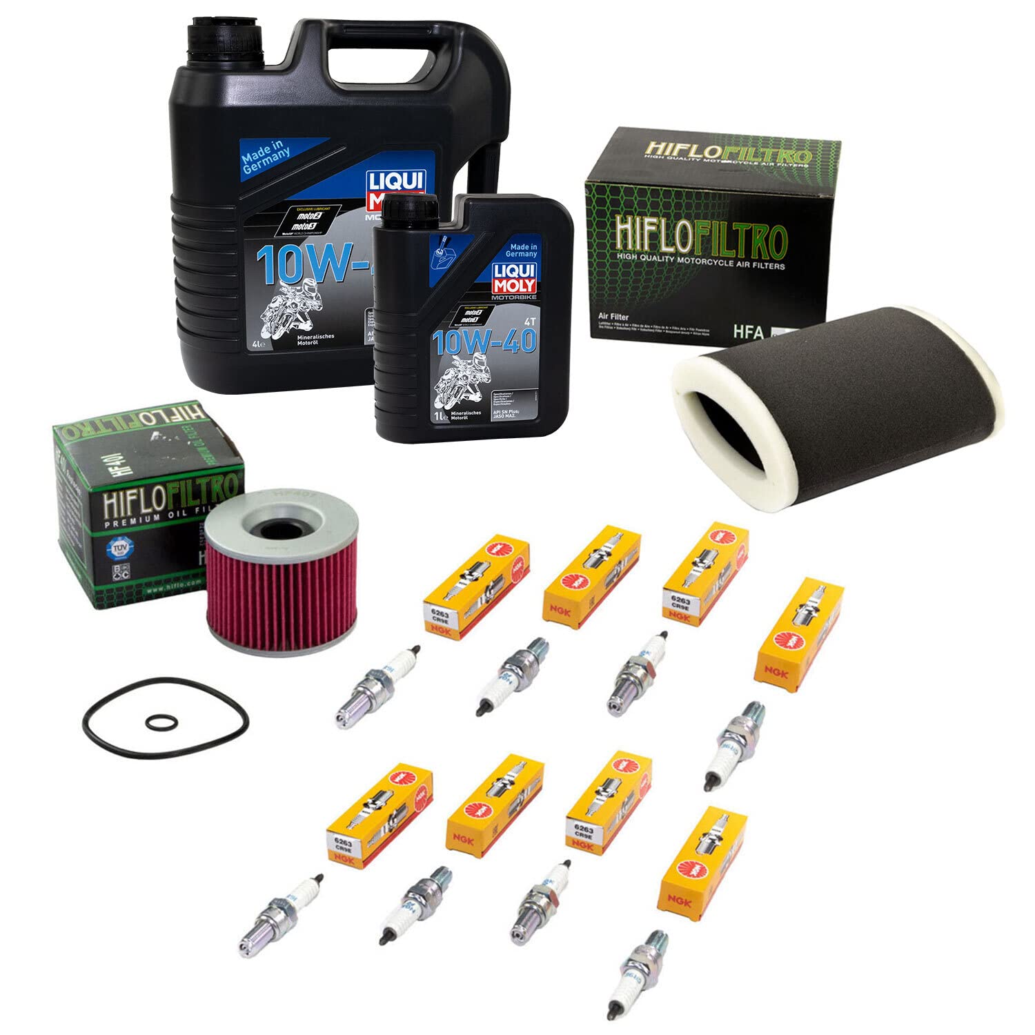 Wartungspaket Öl 5L + Luftfilter + Ölfilter + Zündkerzen für Kawasa ki ZR 1100 ZR1100 Zephyr ZRT10A ZRT10B Baujahr 1992-1997 Wartungspaket Öl 5L + Luftfilter + Ölfilter + Zündkerzen für Kawasa ki ZR 1100 ZR1100 Zephyr ZRT10A ZRT10B Baujahr 1992-1997 von MVH Bockauf