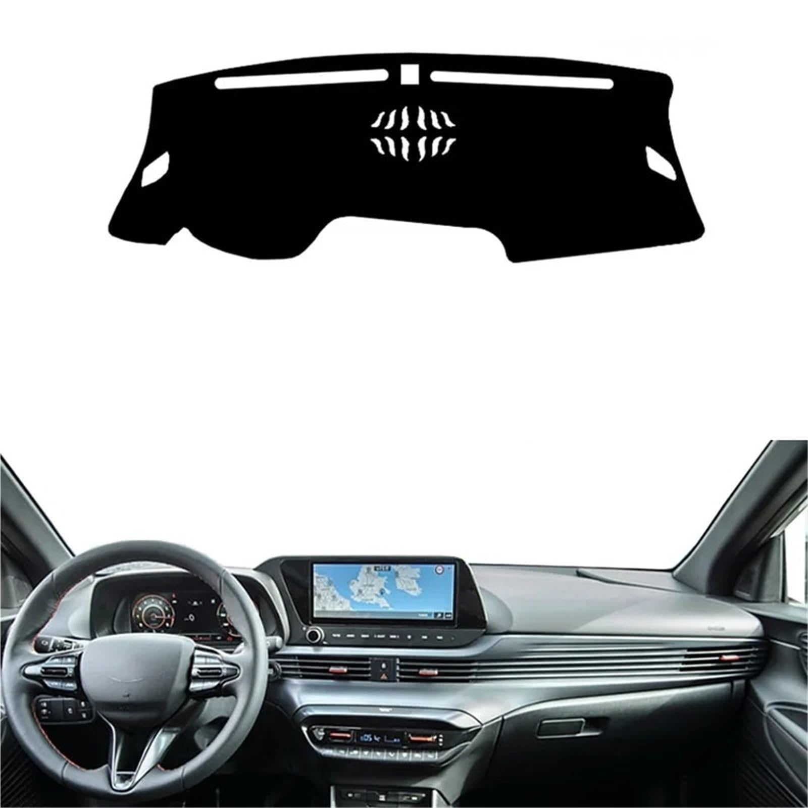 Armaturenbrett Sonnenschutz Pad Für Hyundai Für I20 III 2020 2021 2022 2023 2024 2025 Auto Dashboard Abdeckung DashMat Vermeiden Licht Pad Anti-Uv Fall Teppich(Left-Red) von MWCMAMBG