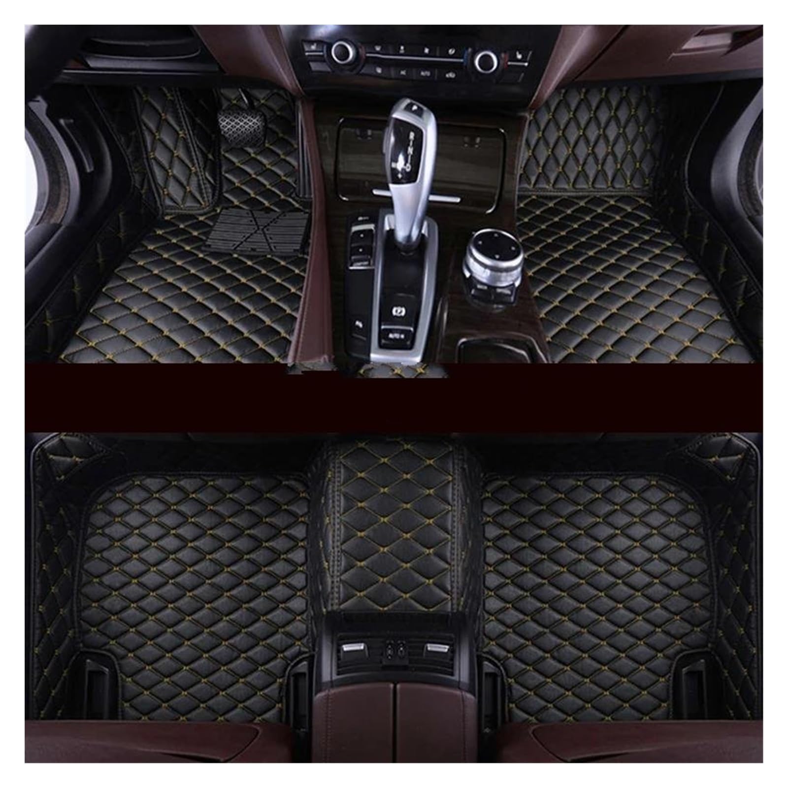 Auto Fußmatten Automatten Auto-Fußmatten Für 3er GT E36 318is E90 E93 E46 F30 F31 F34 4er F32 F33 F36 Custom Alle Modelle Innenzubehör(Black Yellow) von MWCMAMBG
