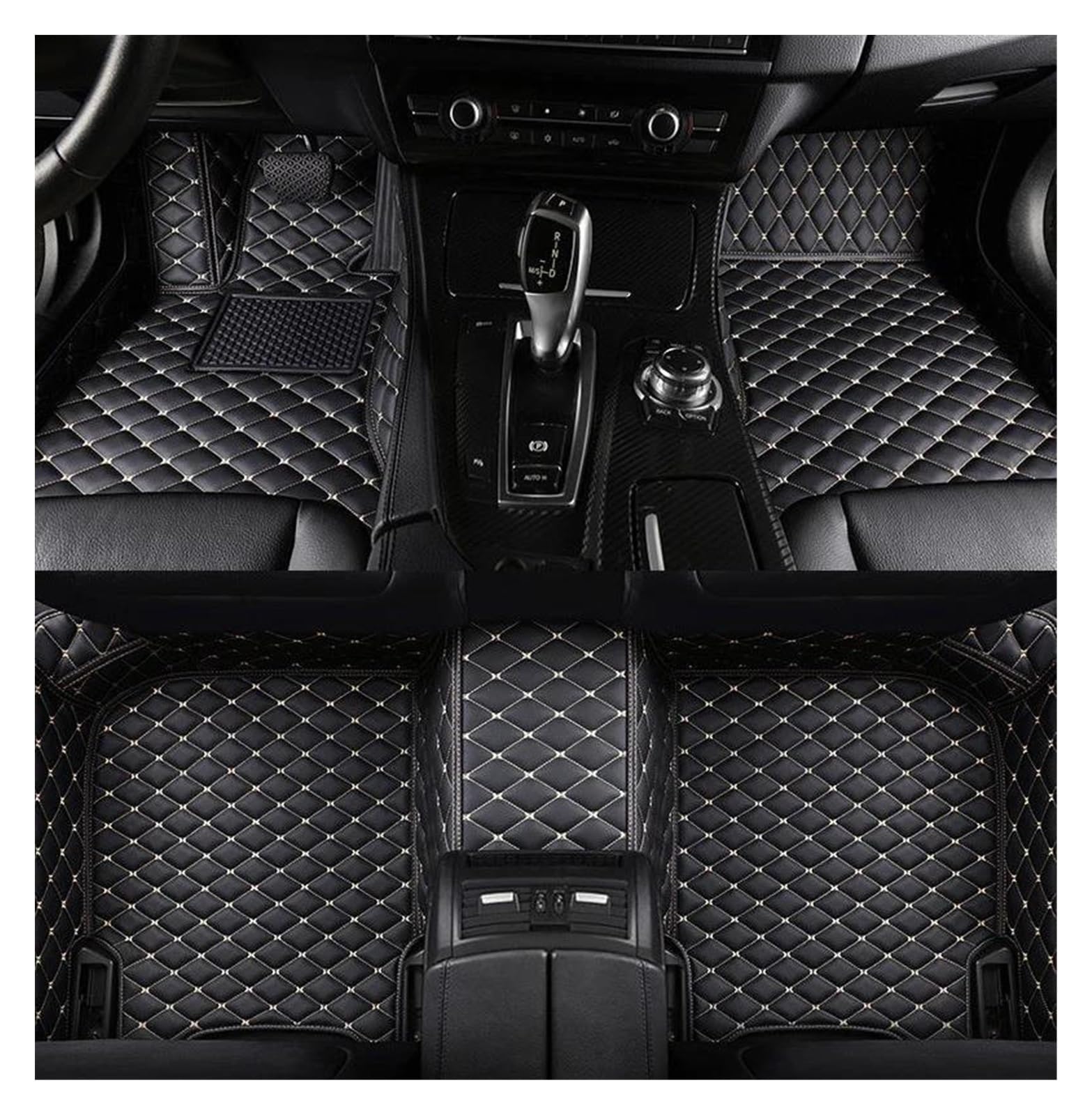 Auto Fußmatten Automatten Auto-Fußmatten Für 3er GT E36 318is E90 E93 E46 F30 F31 F34 4er F32 F33 F36 Custom Alle Modelle Innenzubehör(Black beige) von MWCMAMBG