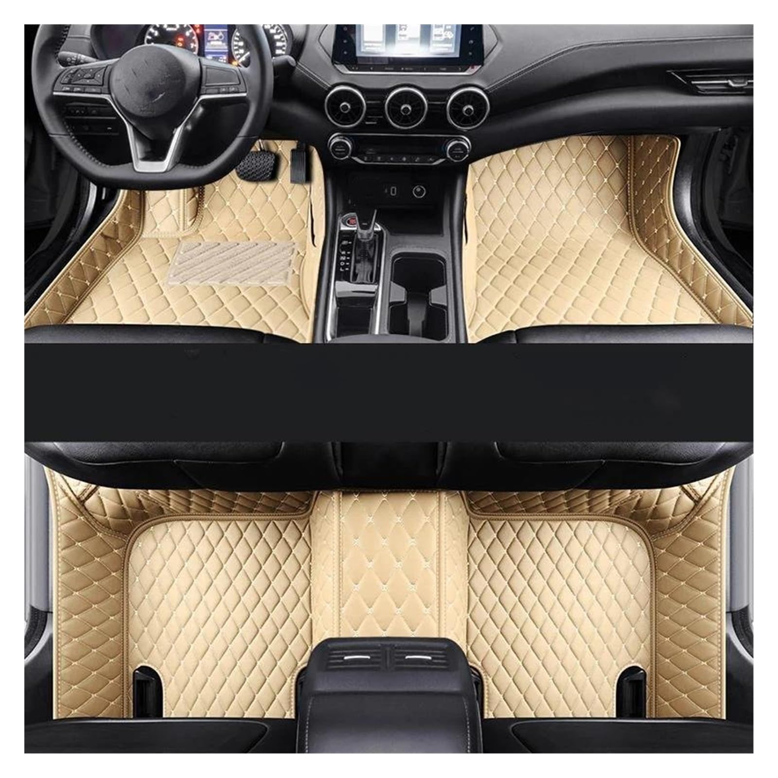Auto Fußmatten Automatten Für Für A3 Limousine 2013 2015 2016 2017 2018 2019 Custom Car Fußmatten Leder Teppiche Volle Schutz Auto Zubehör(Beige) von MWCMAMBG