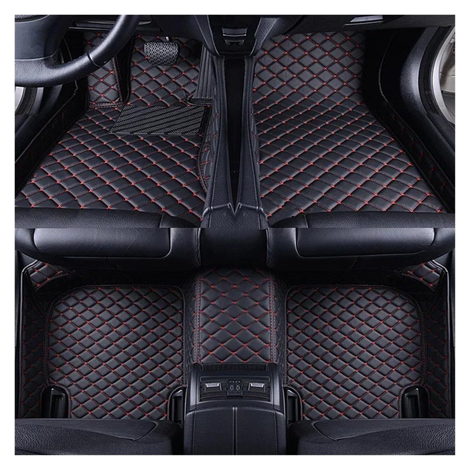 Auto Fußmatten Automatten Für Für A3 Limousine 2013 2015 2016 2017 2018 2019 Custom Car Fußmatten Leder Teppiche Volle Schutz Auto Zubehör(Black Red) von MWCMAMBG