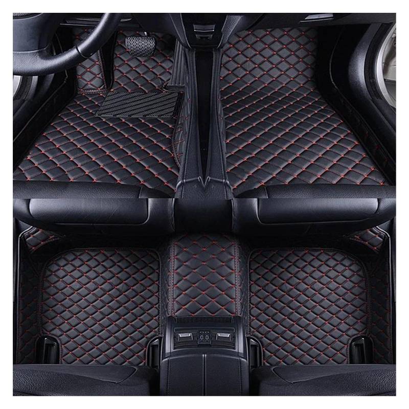 Auto Fußmatten Automatten Für Für A3 Limousine 2013 2015 2016 2017 2018 2019 Custom Car Fußmatten Leder Teppiche Volle Schutz Auto Zubehör(Black Red) von MWCMAMBG