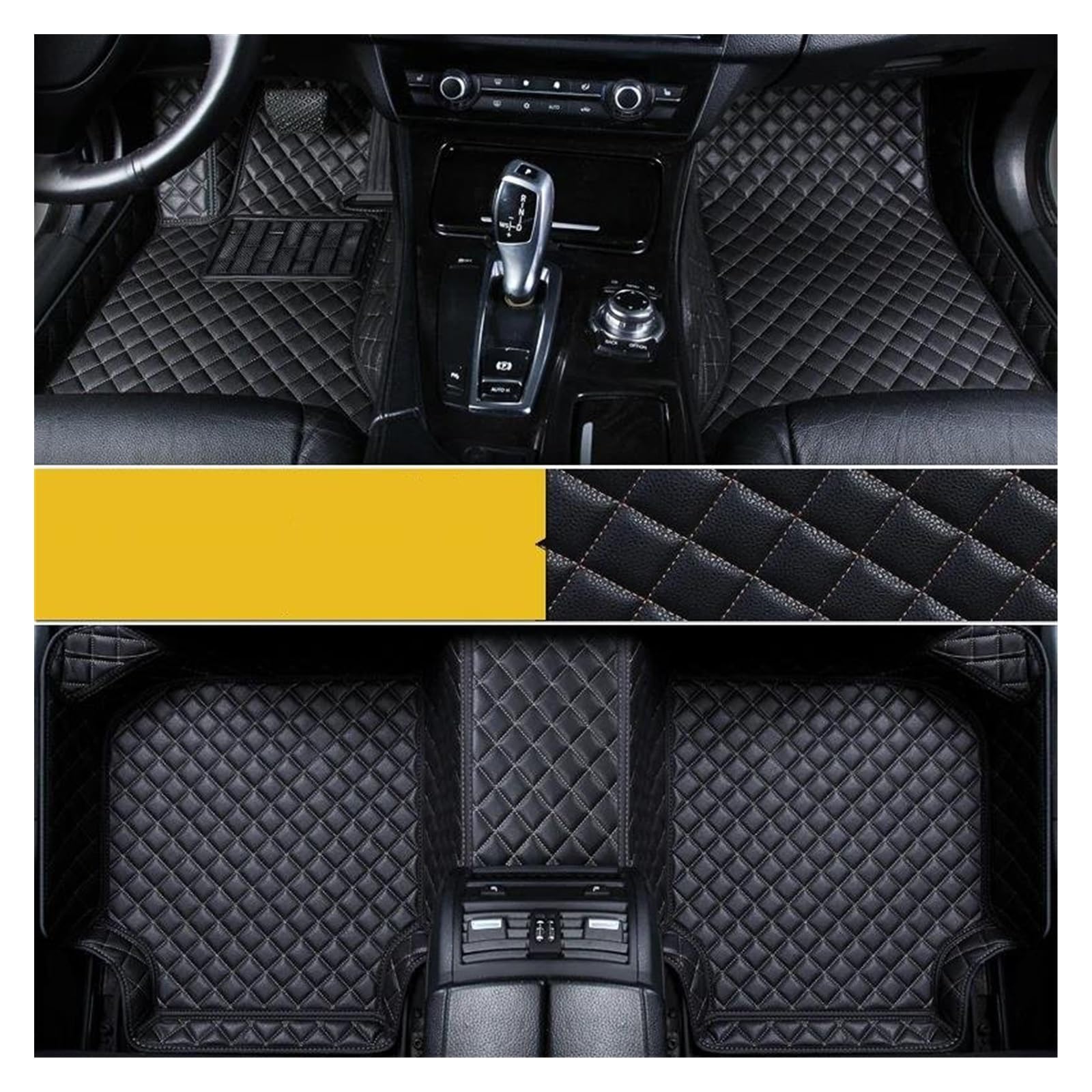 Auto Fußmatten Automatten Für Peugeot 207 2008 208 308 3008 307 Cc Sw 206 407 Für Rcz 508 301 5008 Auto Zubehör Auto Boden Matte(Black Gold) von MWCMAMBG