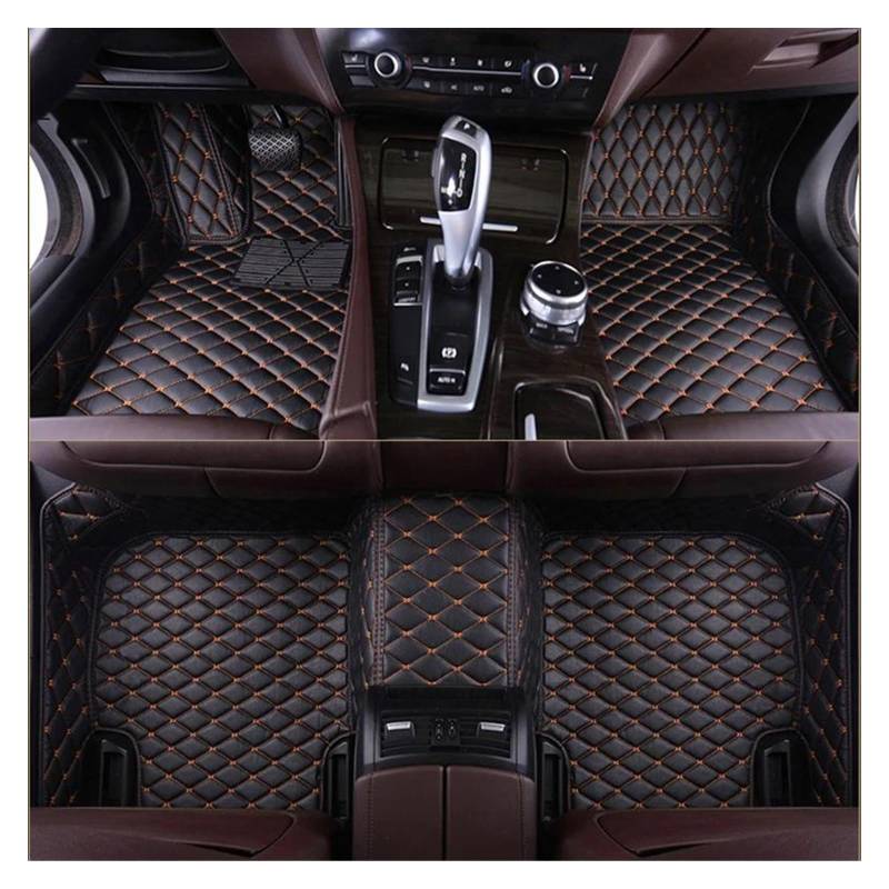 Auto Fußmatten Automatten Maßgeschneiderte Auto-Fußmatten Für MINI Alle Modelle Für Einen R52 Für Cooper R56 Für Clubman Für Countryman Innenzubehör(Black orange) von MWCMAMBG