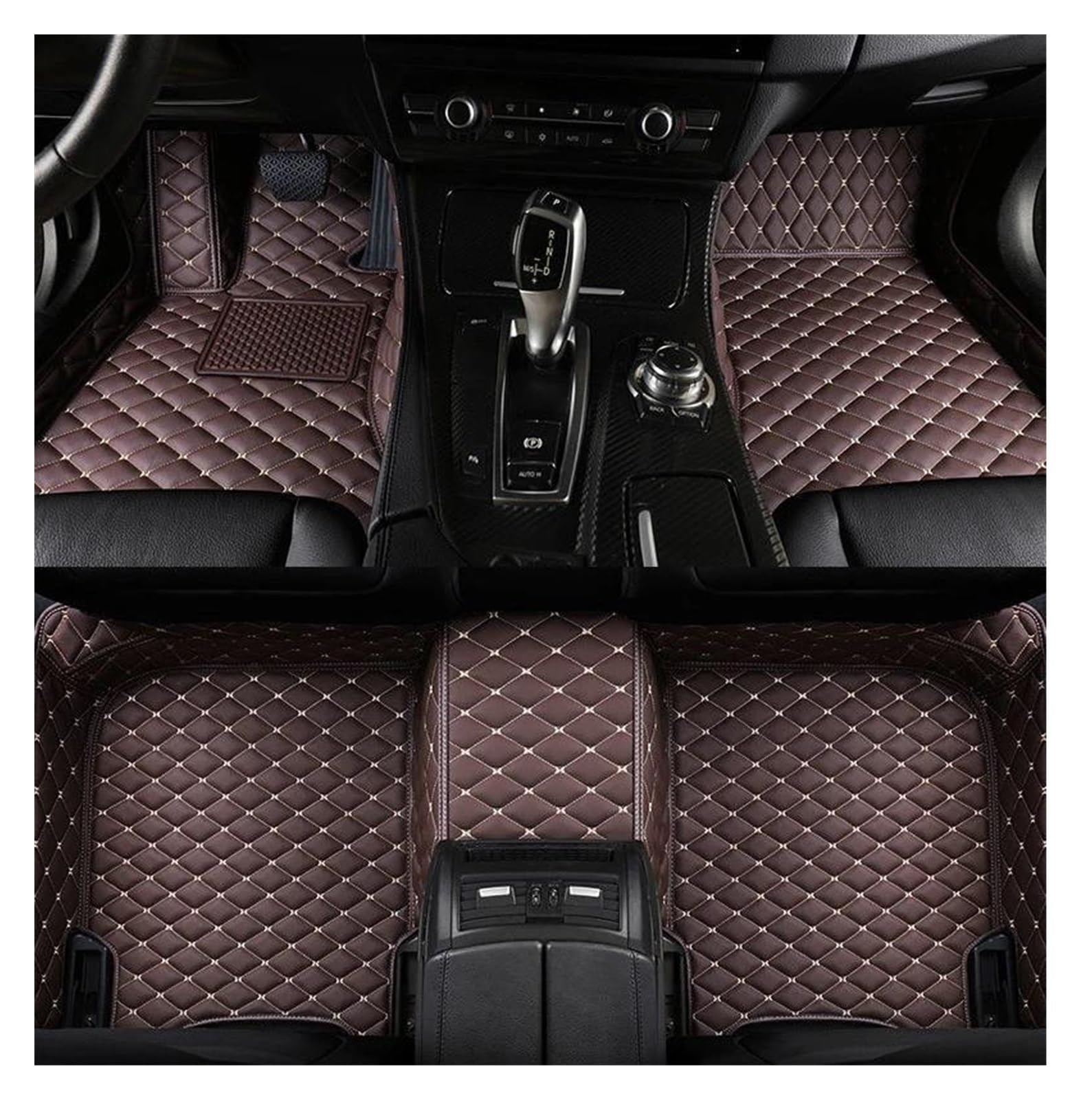 Auto Fußmatten Automatten Maßgeschneiderte Auto-Fußmatten Für MINI Alle Modelle Für Einen R52 Für Cooper R56 Für Clubman Für Countryman Innenzubehör(Coffee) von MWCMAMBG