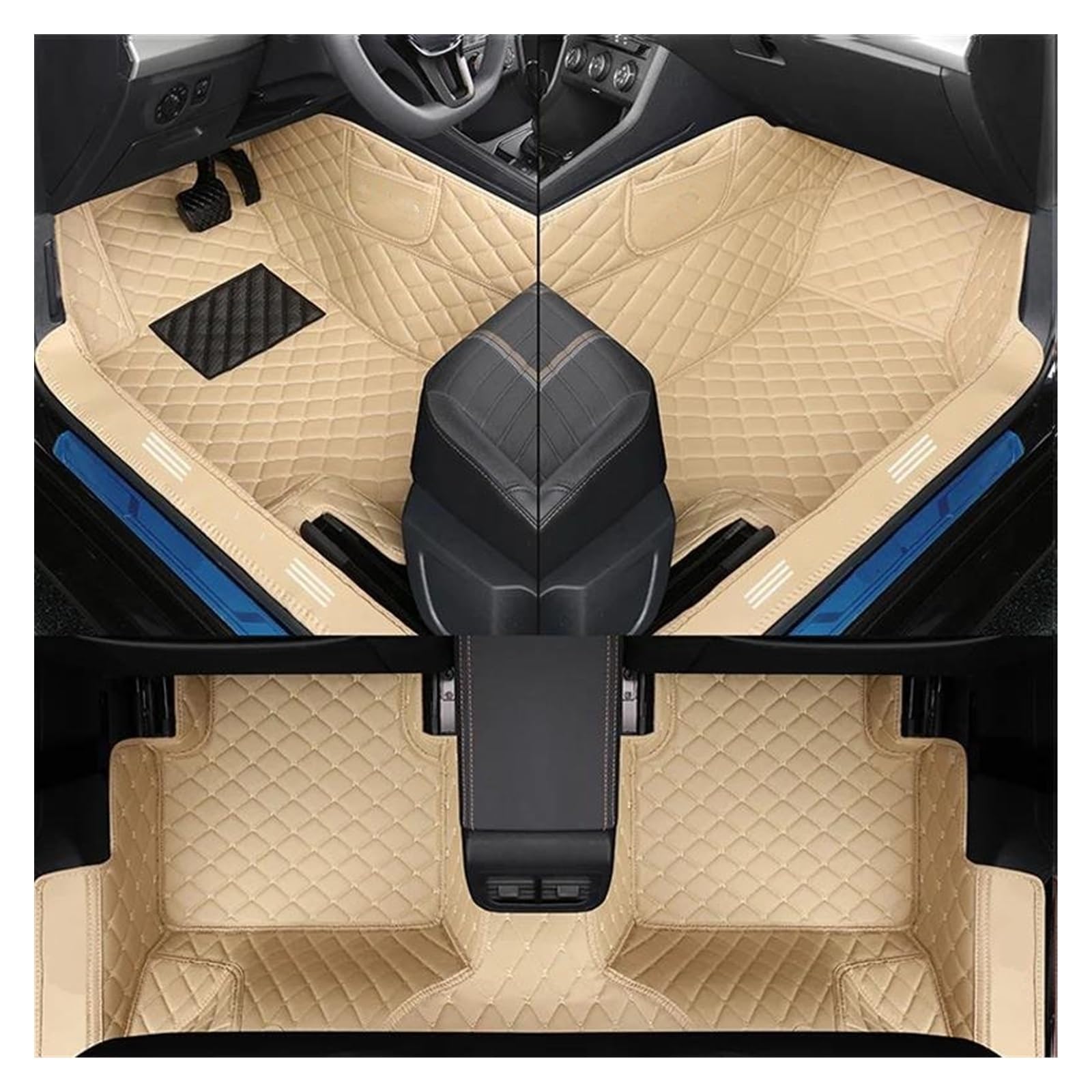 Auto Fußmatten Automatten Vollständige Abdeckung Doppelschichtiges Individuelles Leder Alle Models-Automatten Für X3 X1 X4 X5 X6 Z4 525 520 F30 F10 E46 E90 Autozubehör(Beige) von MWCMAMBG