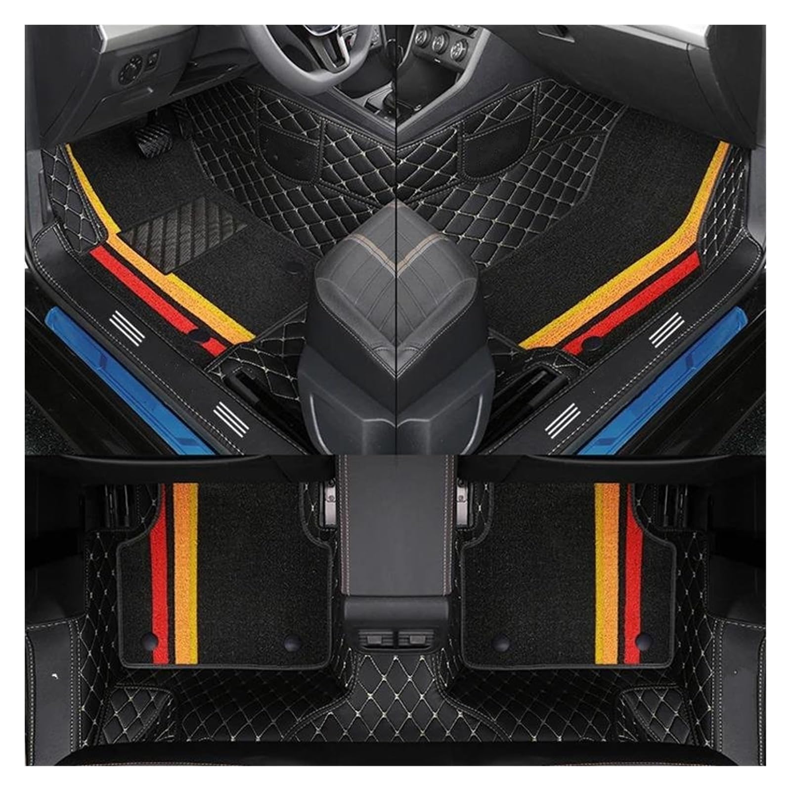 Auto Fußmatten Automatten Vollständige Abdeckung Doppelschichtiges Individuelles Leder Alle Models-Automatten Für X3 X1 X4 X5 X6 Z4 525 520 F30 F10 E46 E90 Autozubehör(Black Beige-a) von MWCMAMBG
