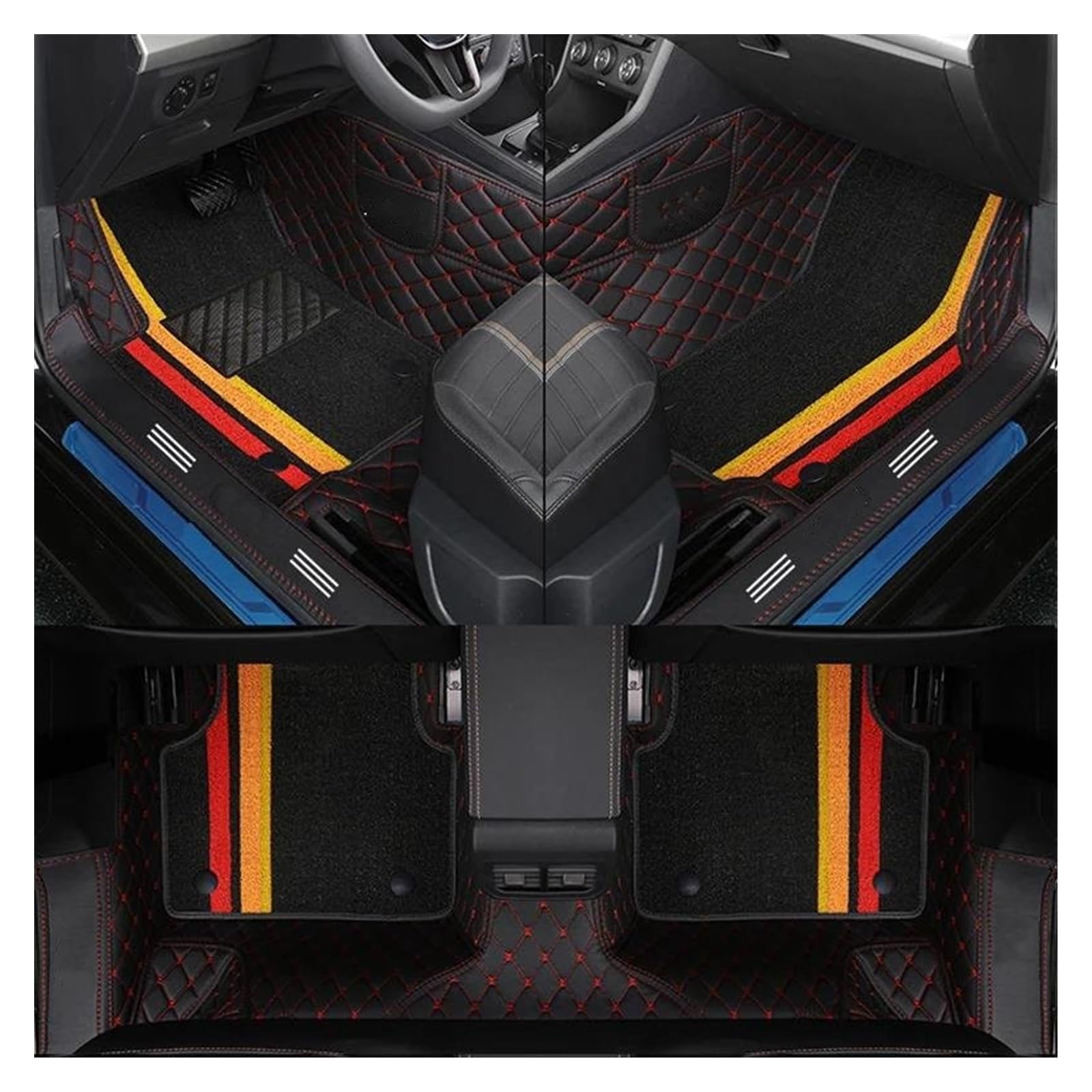 Auto Fußmatten Automatten Vollständige Abdeckung Doppelschichtiges Individuelles Leder Alle Models-Automatten Für X3 X1 X4 X5 X6 Z4 525 520 F30 F10 E46 E90 Autozubehör(Black Red-a) von MWCMAMBG