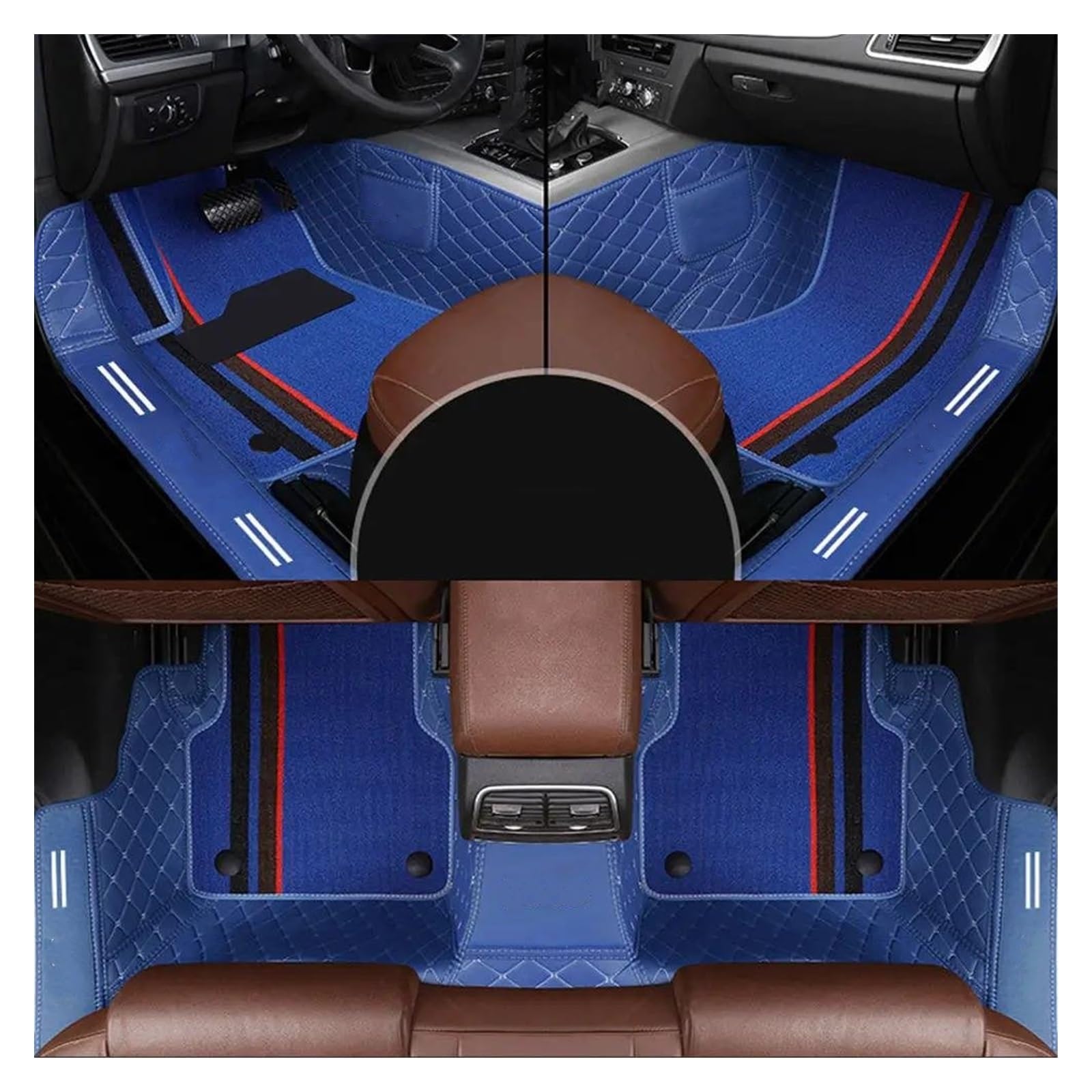 Auto Fußmatten Automatten Vollständige Abdeckung Doppelschichtiges Individuelles Leder Alle Models-Automatten Für X3 X1 X4 X5 X6 Z4 525 520 F30 F10 E46 E90 Autozubehör(Blau) von MWCMAMBG