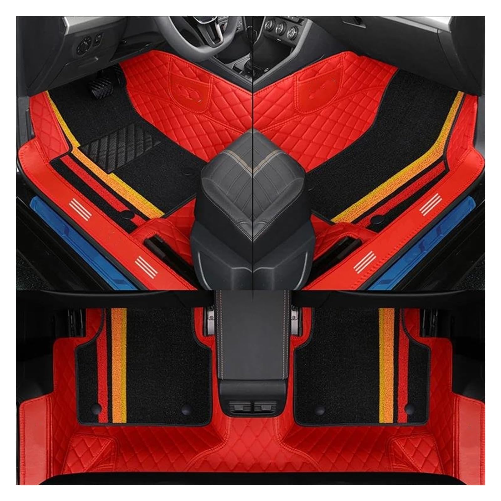 Auto Fußmatten Automatten Vollständige Abdeckung Doppelschichtiges Individuelles Leder Alle Models-Automatten Für X3 X1 X4 X5 X6 Z4 525 520 F30 F10 E46 E90 Autozubehör(Red Black) von MWCMAMBG
