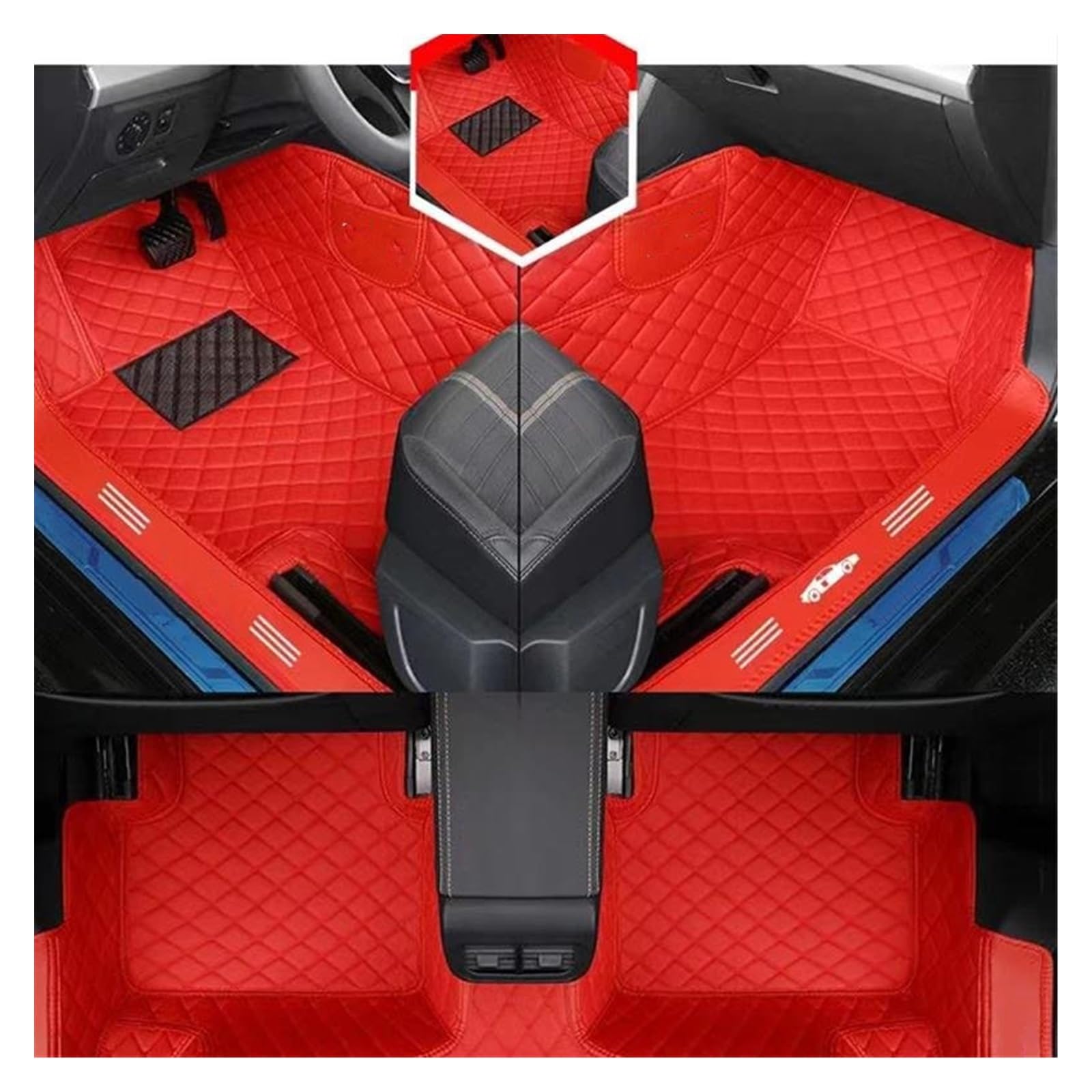 Auto Fußmatten Automatten Vollständige Abdeckung Doppelschichtiges Individuelles Leder Alle Models-Automatten Für X3 X1 X4 X5 X6 Z4 525 520 F30 F10 E46 E90 Autozubehör(Rot) von MWCMAMBG