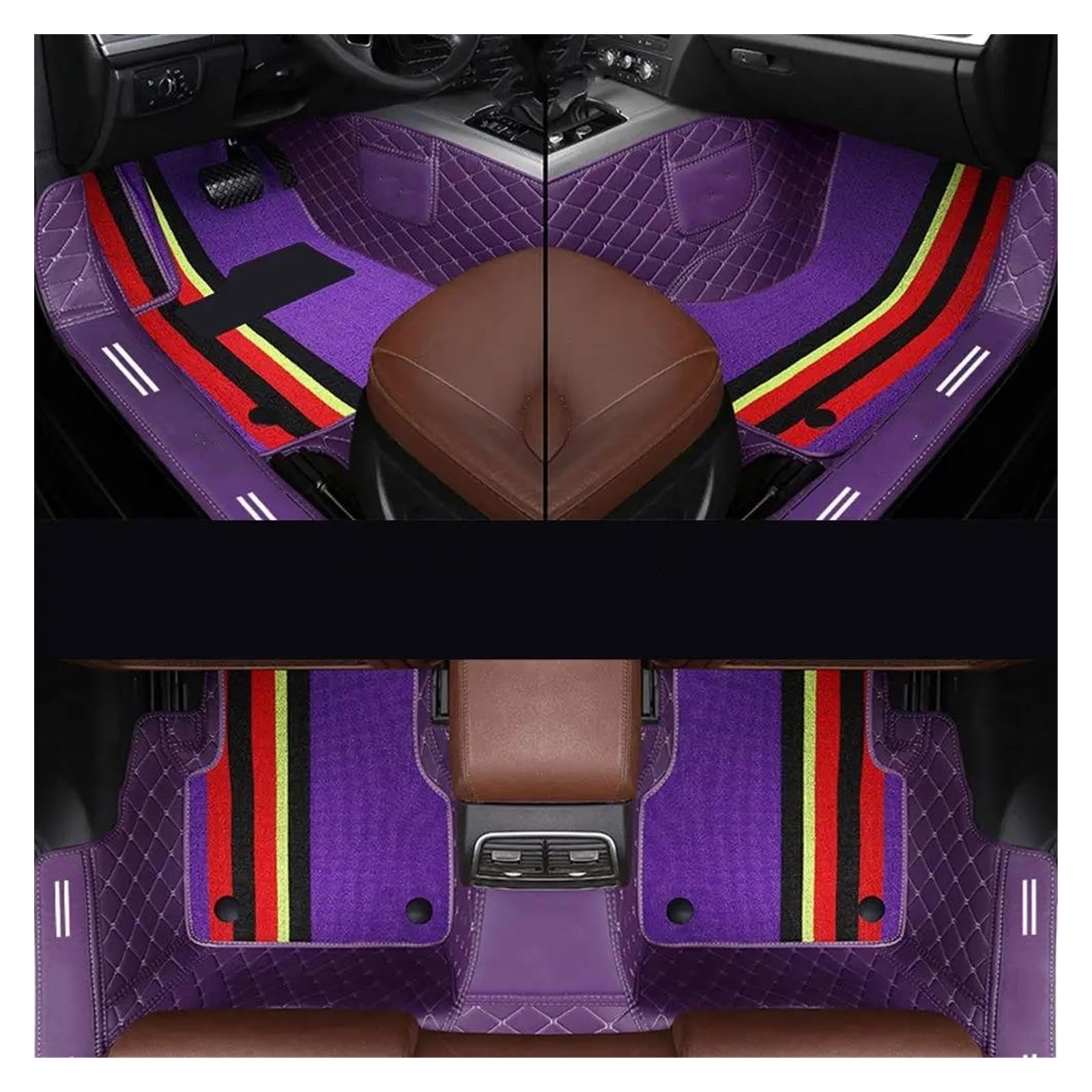 Auto Fußmatten Automatten Vollständige Abdeckung Doppelschichtiges Individuelles Leder Alle Models-Automatten Für X3 X1 X4 X5 X6 Z4 525 520 F30 F10 E46 E90 Autozubehör(Violett) von MWCMAMBG