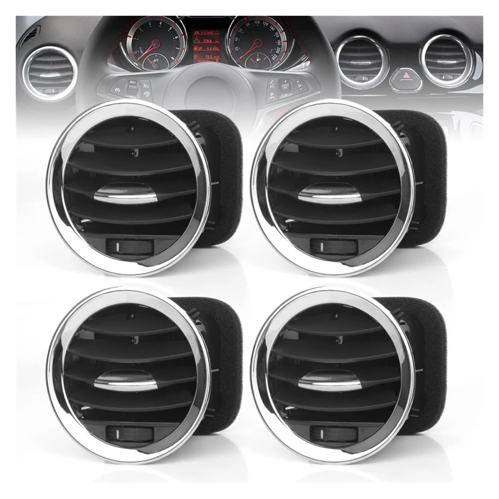 Auto Klimaanlage Vent Armaturenbrett Klimaanlage Vent Heizung Outlet A/C Air Vent Abdeckung Für Opel Für ADAM Für Corsa D MK3 Für Vauxhall 13417363 2201099(4 Stück) von MWCMAMBG