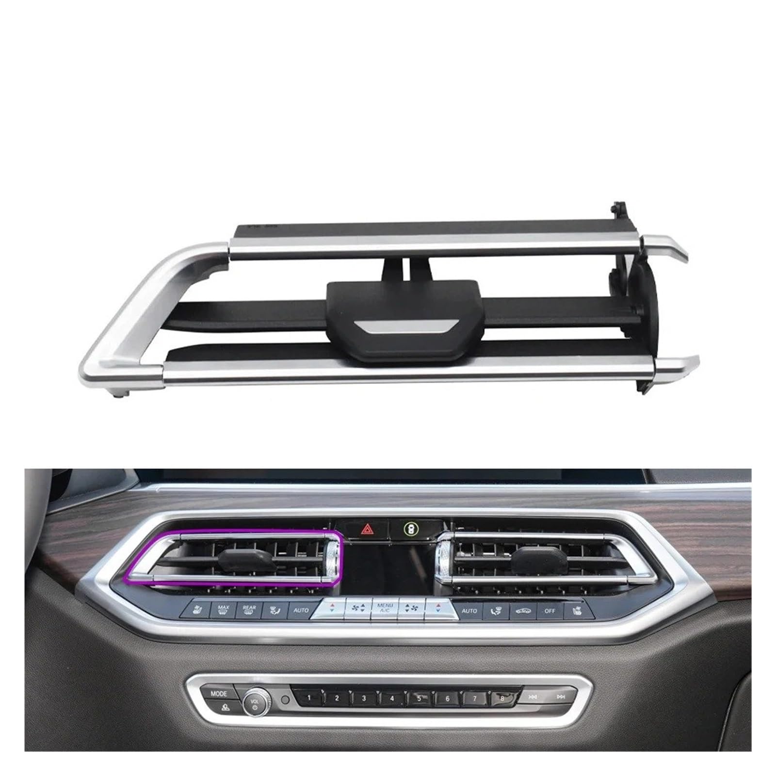 Auto Klimaanlage Vent Auto Armaturenbrett Zentral Links Rechts AC Vent Grill Outlet Clip Reparatur Kit 64119458543 Für X5 X6 X7 Serie G05 G06 G07 2019 2020 2021(Middle Left) von MWCMAMBG