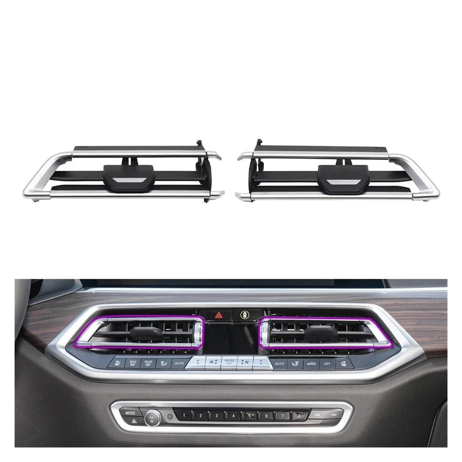 Auto Klimaanlage Vent Auto Armaturenbrett Zentral Links Rechts AC Vent Grill Outlet Clip Reparatur Kit 64119458543 Für X5 X6 X7 Serie G05 G06 G07 2019 2020 2021(One Pair) von MWCMAMBG
