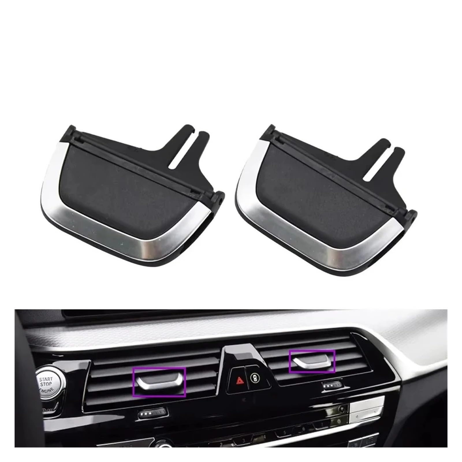 Auto Klimaanlage Vent Auto Vorne Hinten AC Vent Toggle Grille Clip Slider Ersetzen Für 5 6GT Serie G30 G31 G38 G32 520d 525i 530i 540i 540d 2017-2021 2020 2019(Central 2PCS) von MWCMAMBG