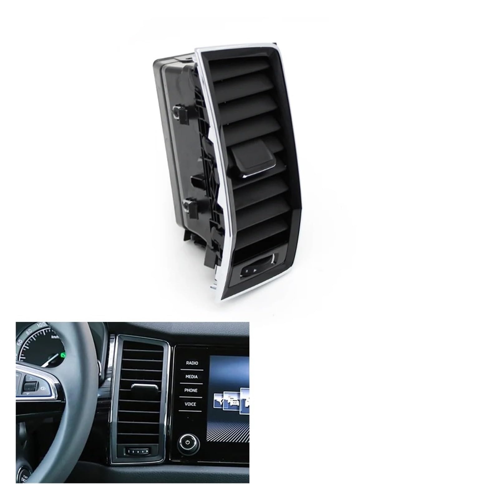 Auto Klimaanlage Vent Auto Vorne Hinten Dashboard Klimaanlage AC Vent Grille Montage Für Skoda Für Kodiaq 2016-2022 56G819701 56G820951 56G819702(Middle Left) von MWCMAMBG
