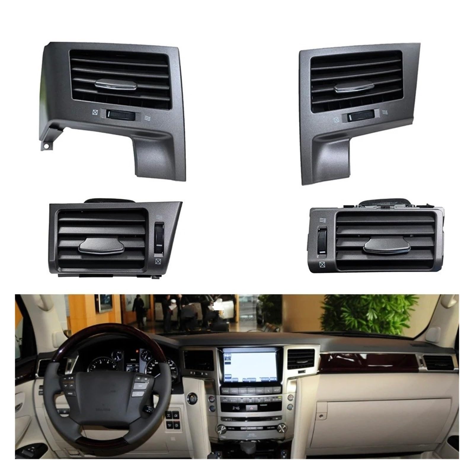 Auto Klimaanlage Vent Für Lexus LX570 LX450 LX460 2007-2014 2015 2016 2017 Dashboard Air Outlet Straf Klimaanlage Outlet Klimaanlage Vent(Black 4PCS) von MWCMAMBG
