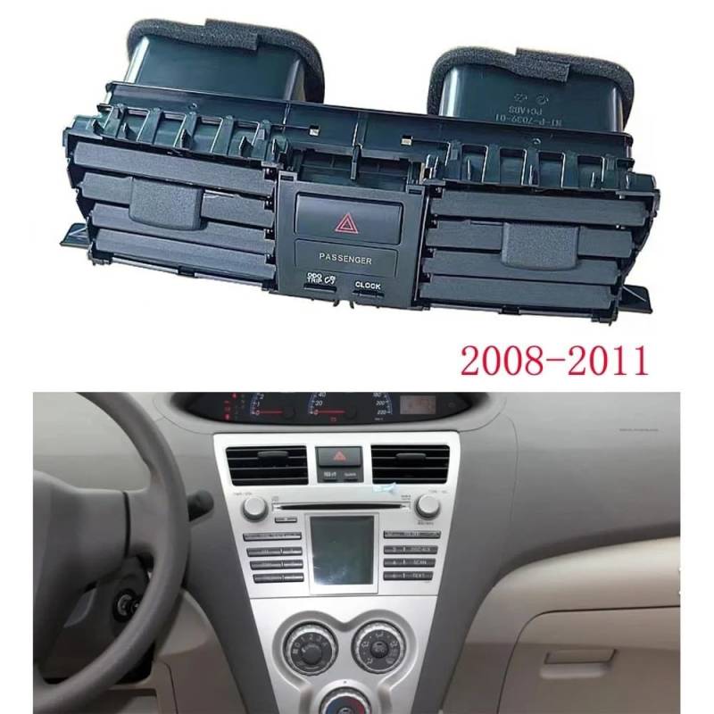 Auto Klimaanlage Vent Für Toyota Für VIOS Für Yaris 2008-2010 2011 Dashboard Instrument Center Dash A/C Outlet Air Vent Panel Air Outlet Abdeckung(1 Stück) von MWCMAMBG