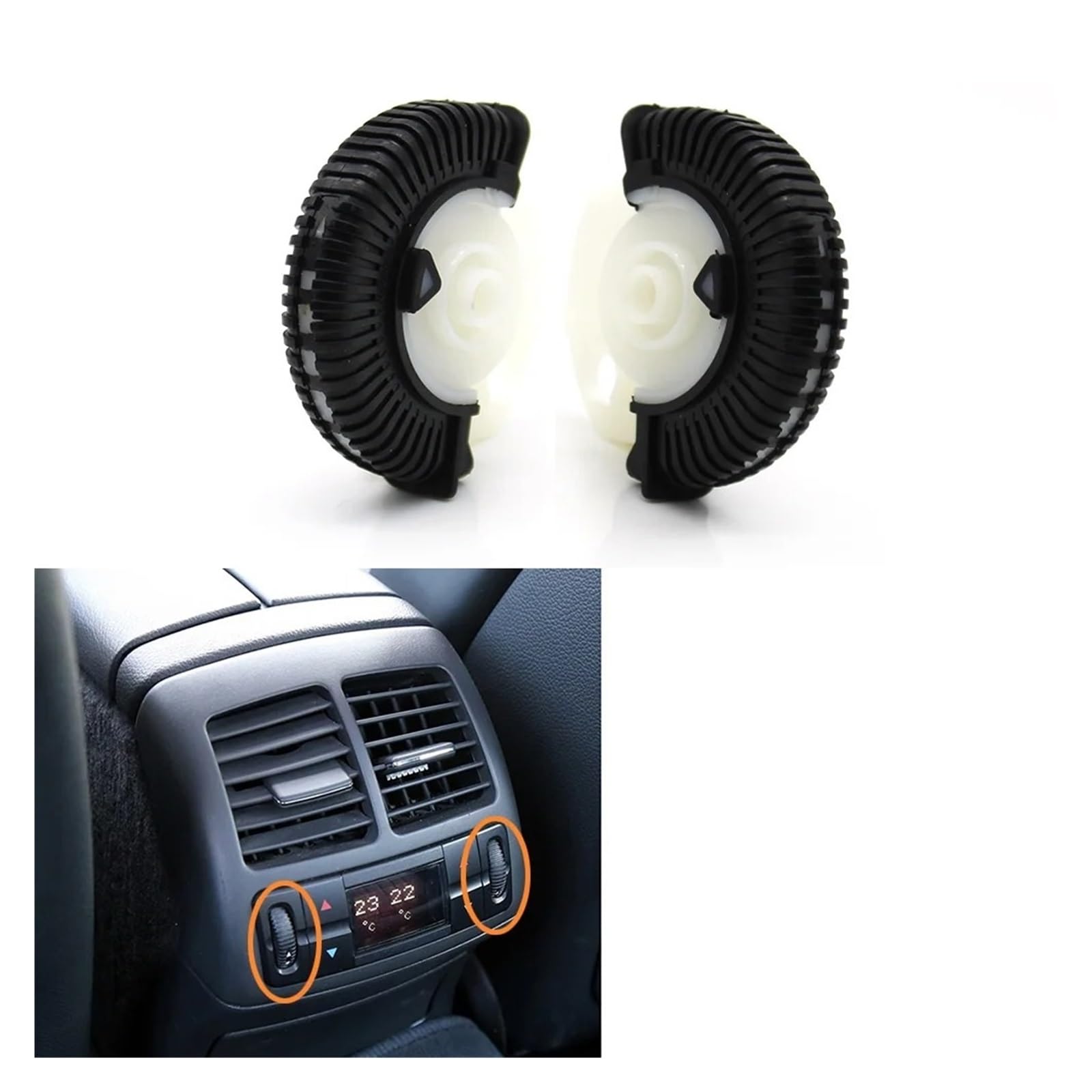 Auto Klimaanlage Vent Hinten Klimaanlage Ac Vent Rollende Rad Control Roller Für Benz E Klasse W211 2003 2004 2005 2006 2007 2008 E230 E200 E260 E280(Schwarz 2St) von MWCMAMBG