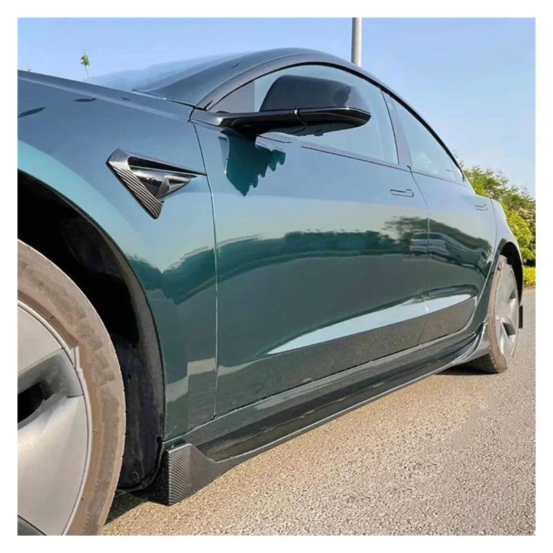 Seitenleisten Satz 207,5 cm Splitter Diffusor Winglet Seite Flügel Stoßstange Lippe Für Tesla Für Modell 3 2017-2022 2023 Körper Kit Schutz Tuning ABS Auto Seite Rock Winglet Diffusor(Carbon Look) von MWCMAMBG