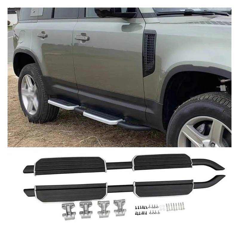 Seitenleisten Satz 2PCS Aluminium Seite Schritte Trittbretter Nerf Bars Für Land Für Rover Für Defender 110 130 4 Tür L851 2020-2024 2023 2022 2021 Winglet Diffusor(with Sliver Trim) von MWCMAMBG